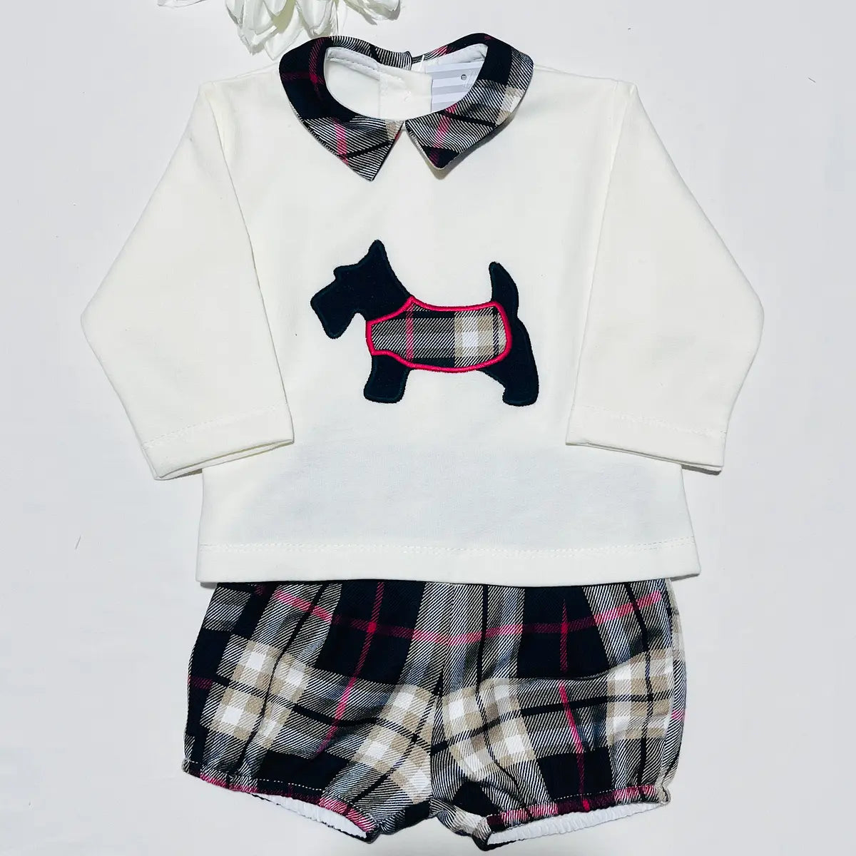 Conjunto camisa e calção xadrez de bebé