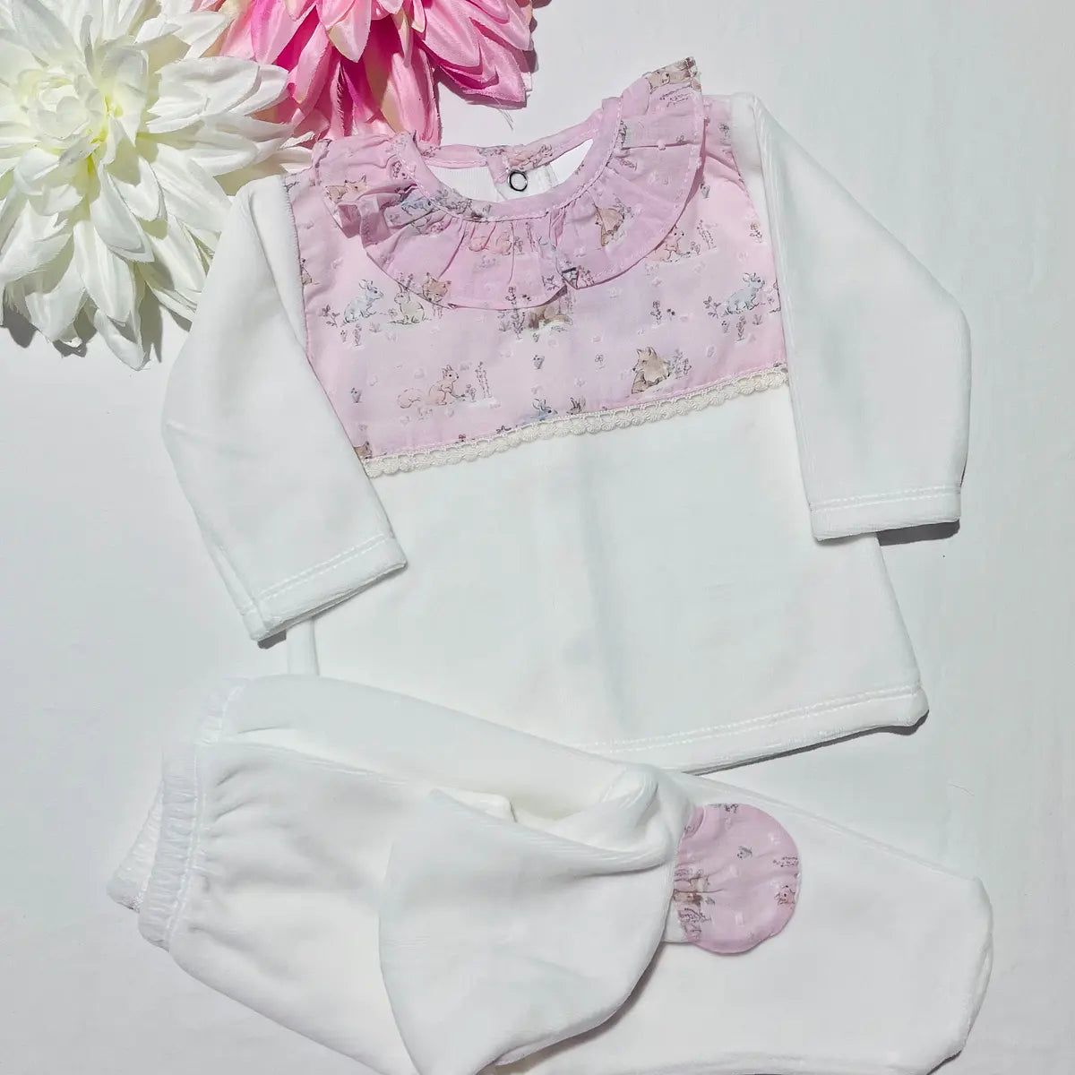 Conjunto de 2 peças em veludo bebé