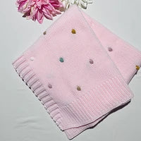 Manta pompom colorido de bebé em malha - Com ou Sem personalização