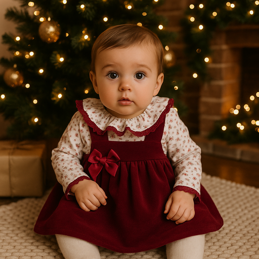 Vestido Aurora  para bebé - Vermelho - 6 e 12M