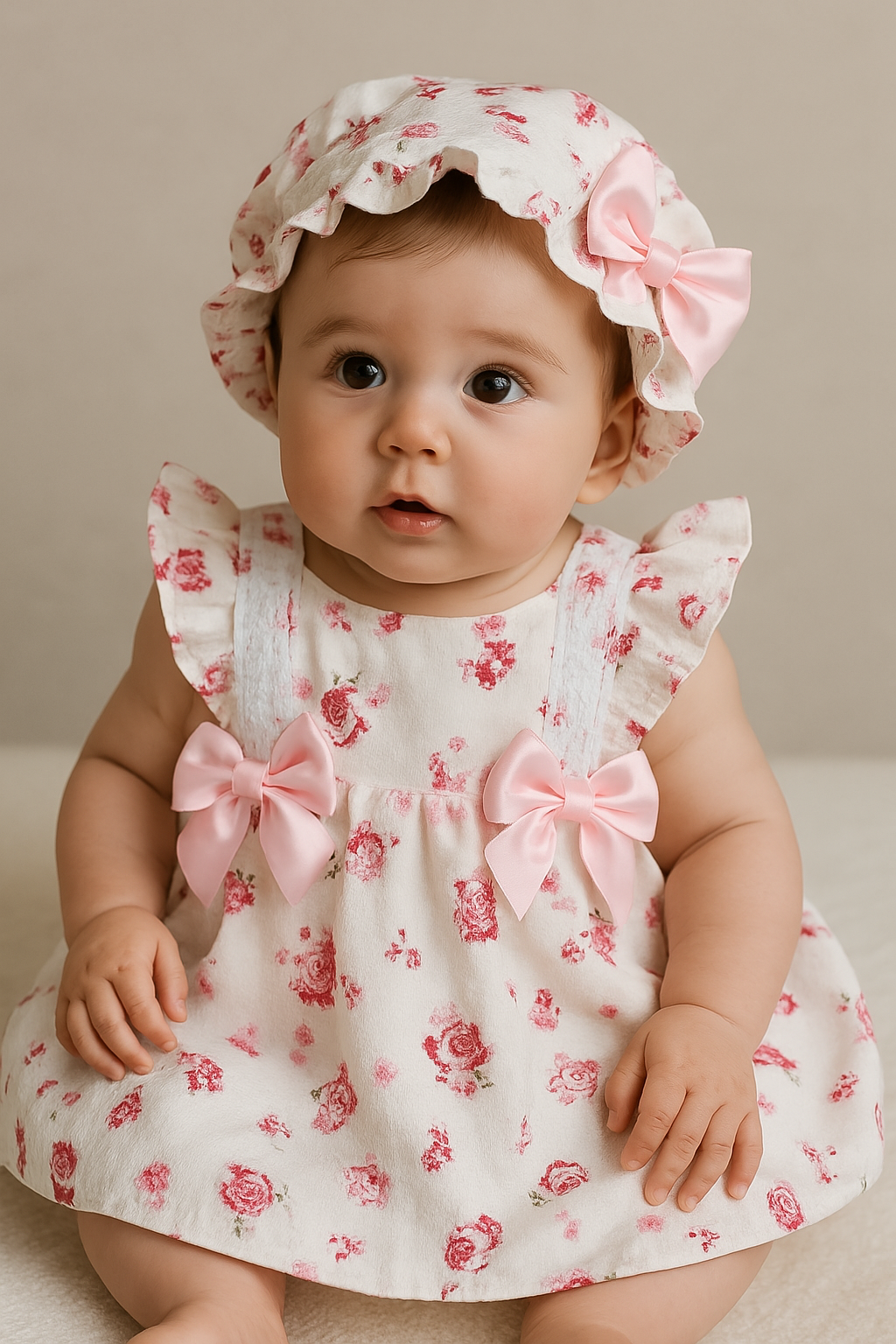Vestido e chapėu para bebé - Lili