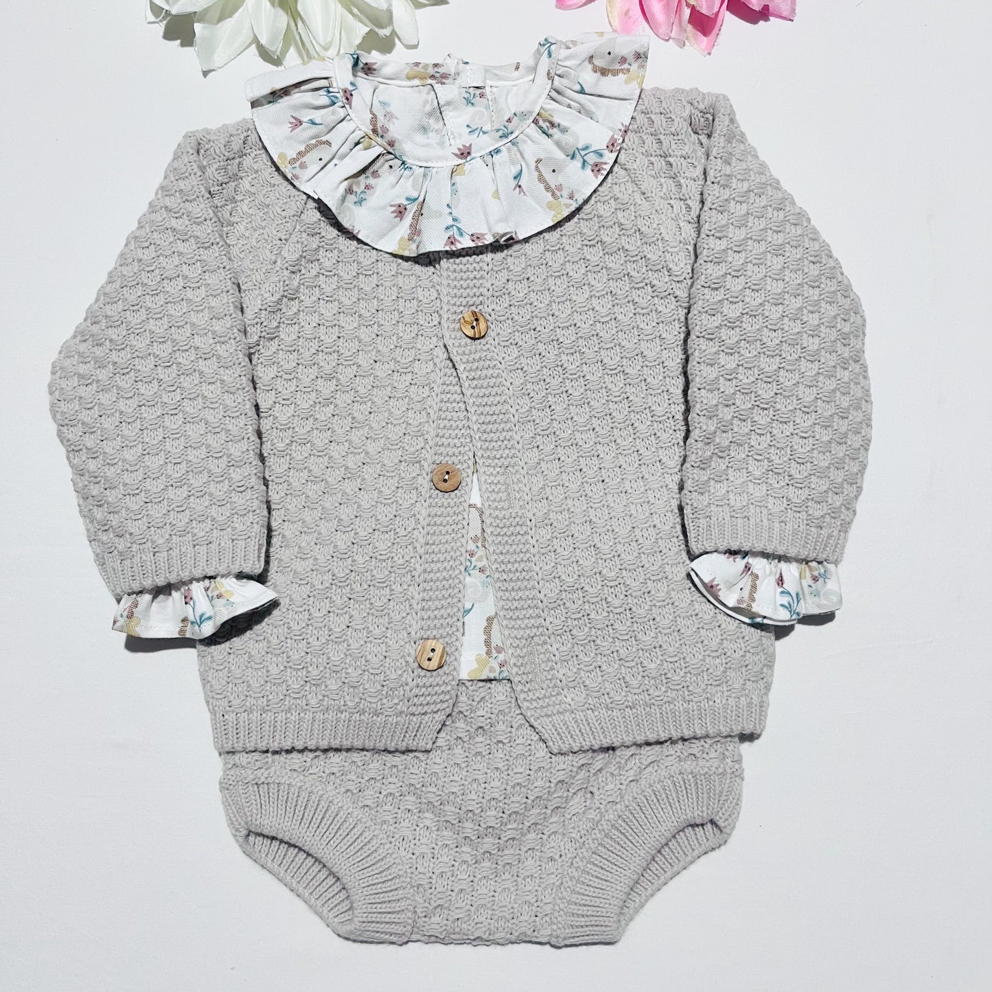 Conjunto Ariela em malha para bebé 3 peças