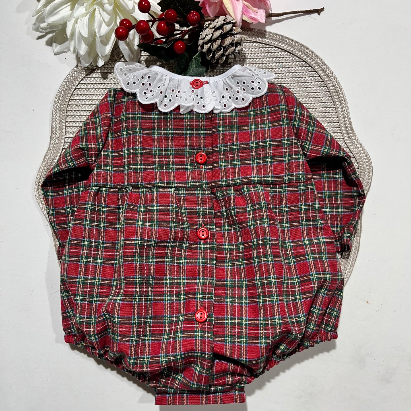 Fofo Natal para menina - Vermelho - 3 aos 12M