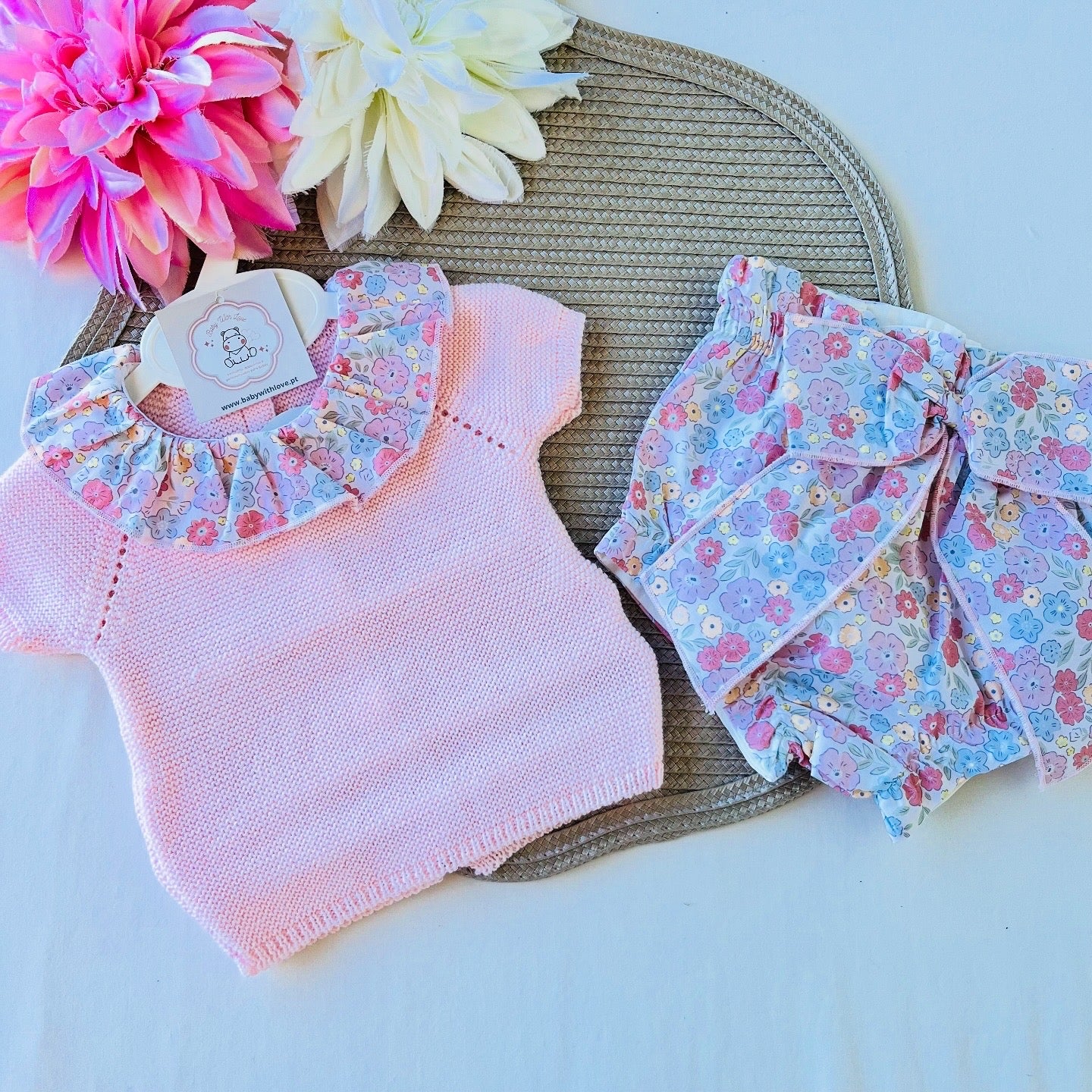Conjunto Rose para bebé - 3 aos 12M - Rosa bebé