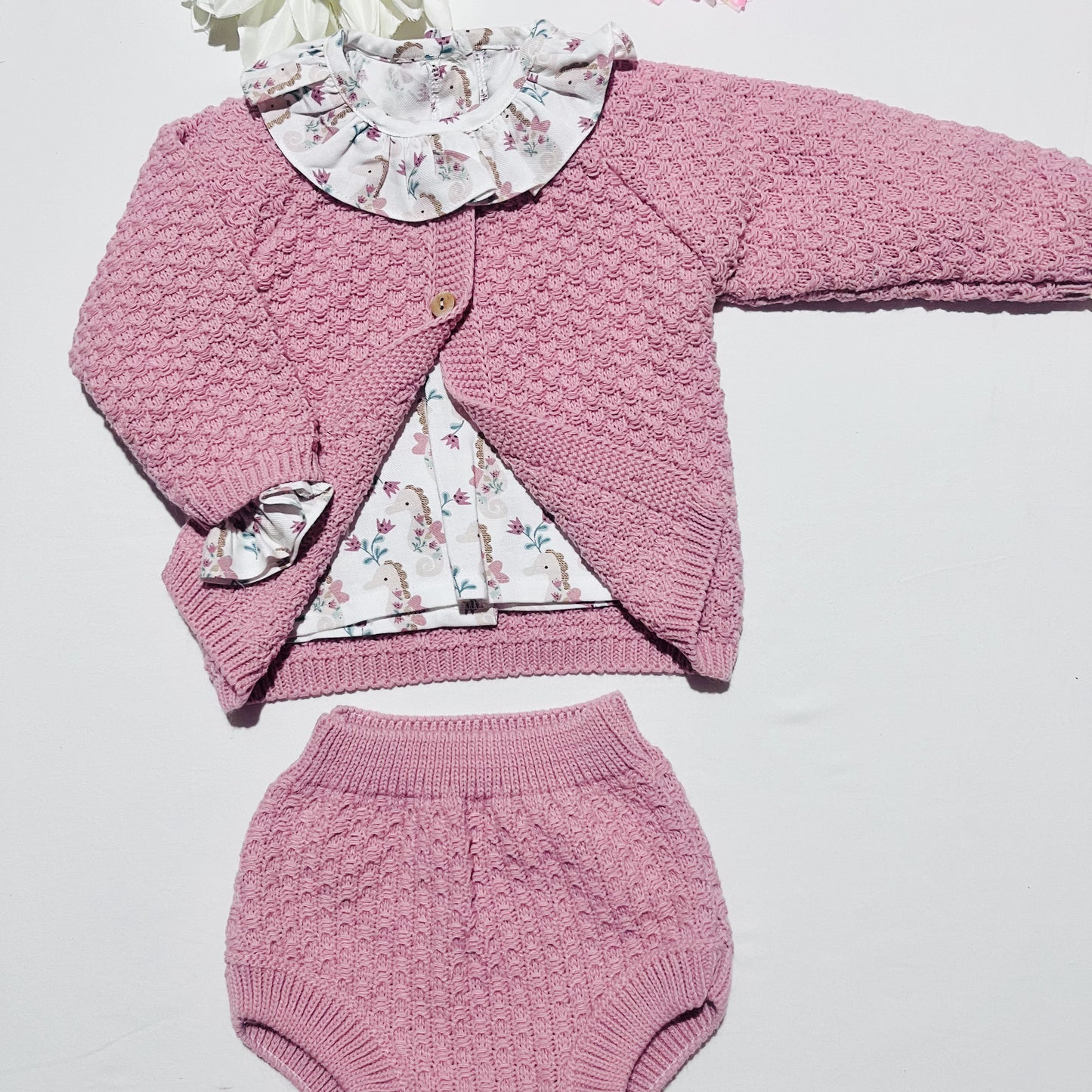 Conjunto Ariela em malha para bebé 3 peças