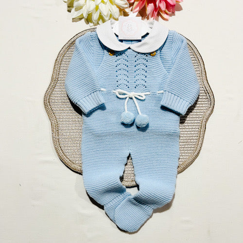 Conjunto Docinho em malha para bebé - Azul bebé- 1M, 3M e 6M
