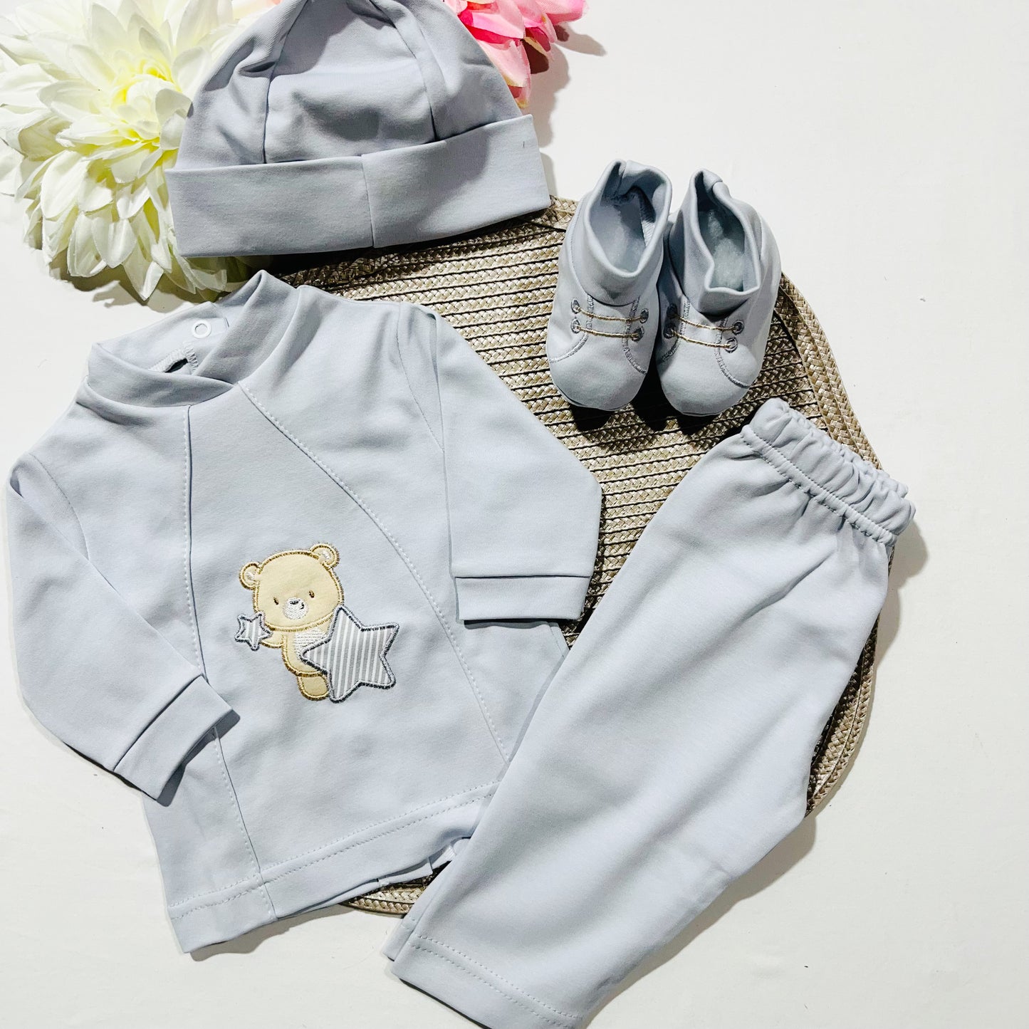 Conjunto 4 peças 100% algodão "Estrela" - Unissexo - Cinzento