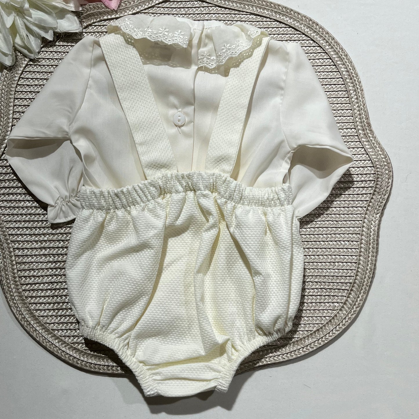 Conjunto Pique- Jardineira + Camisa - 1/3M - Pérola