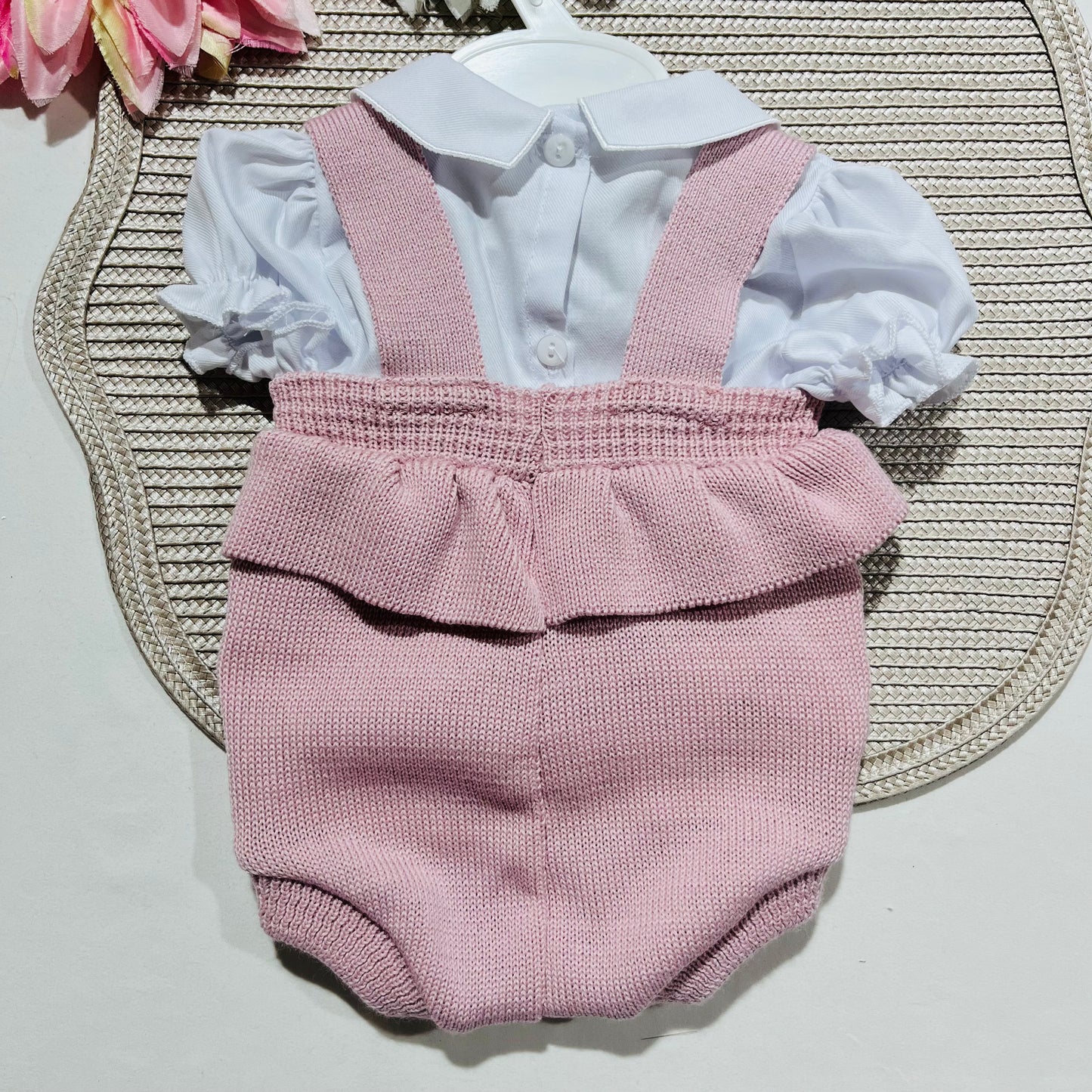 Conjunto Laura - fofo + camisa para bebé - 0 aos 12M - Rosa velho