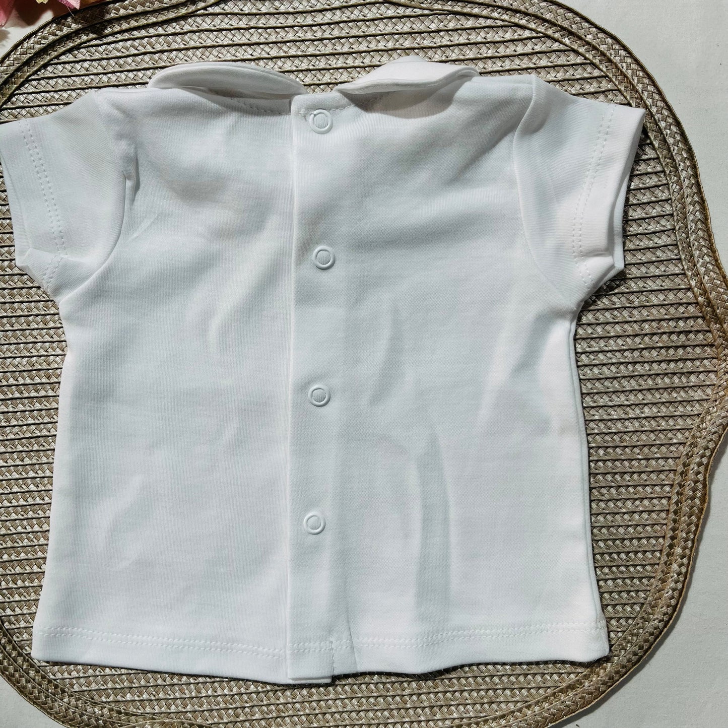 Conjunto saída de maternidade para bebé - Fofo e camisa em azul bebé  - Pintinhas