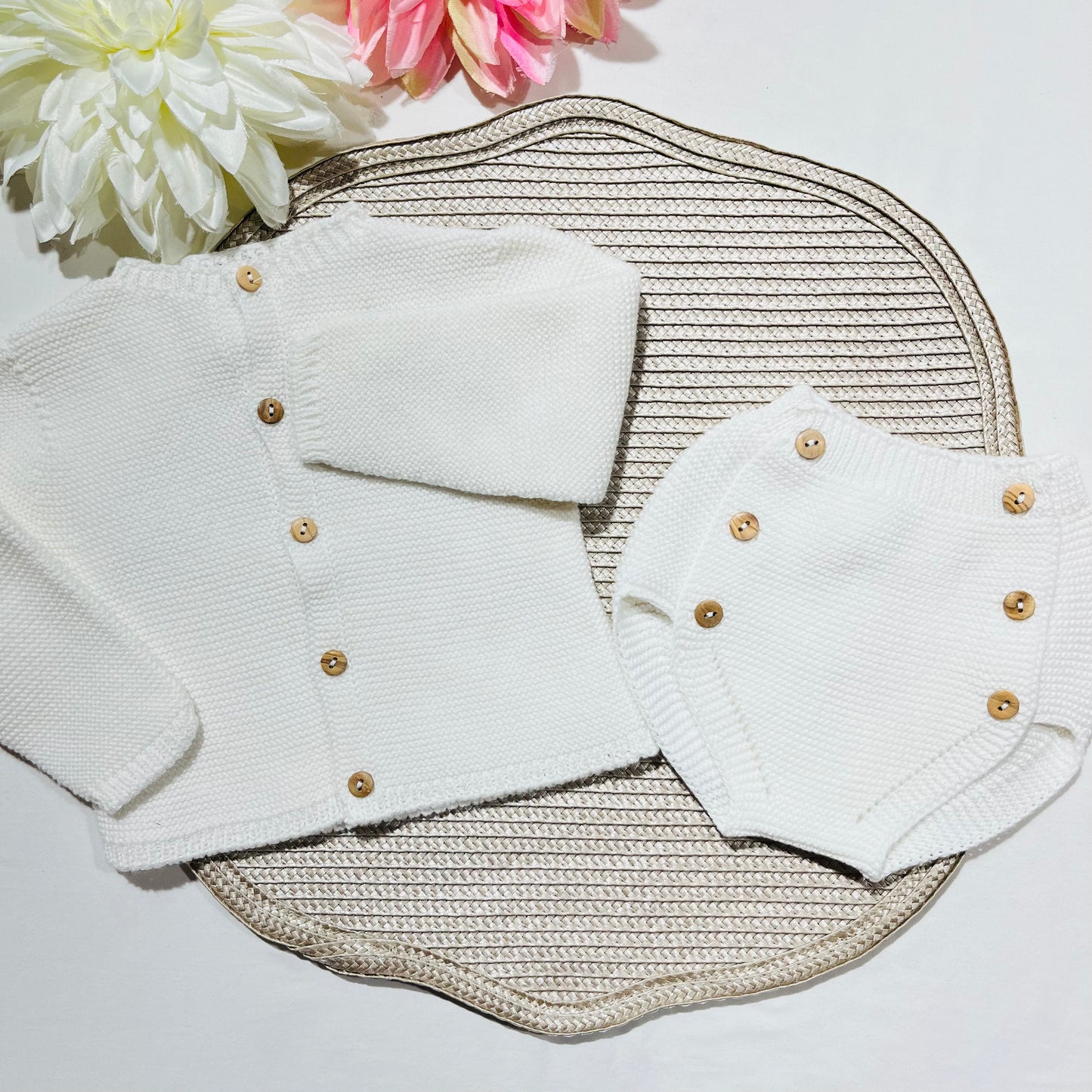 Conjunto para Bebé - Casaco e tapa fraldas em algodão