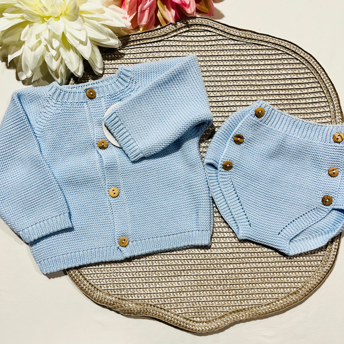 Conjunto para Bebé - Casaco e tapa fraldas em algodão