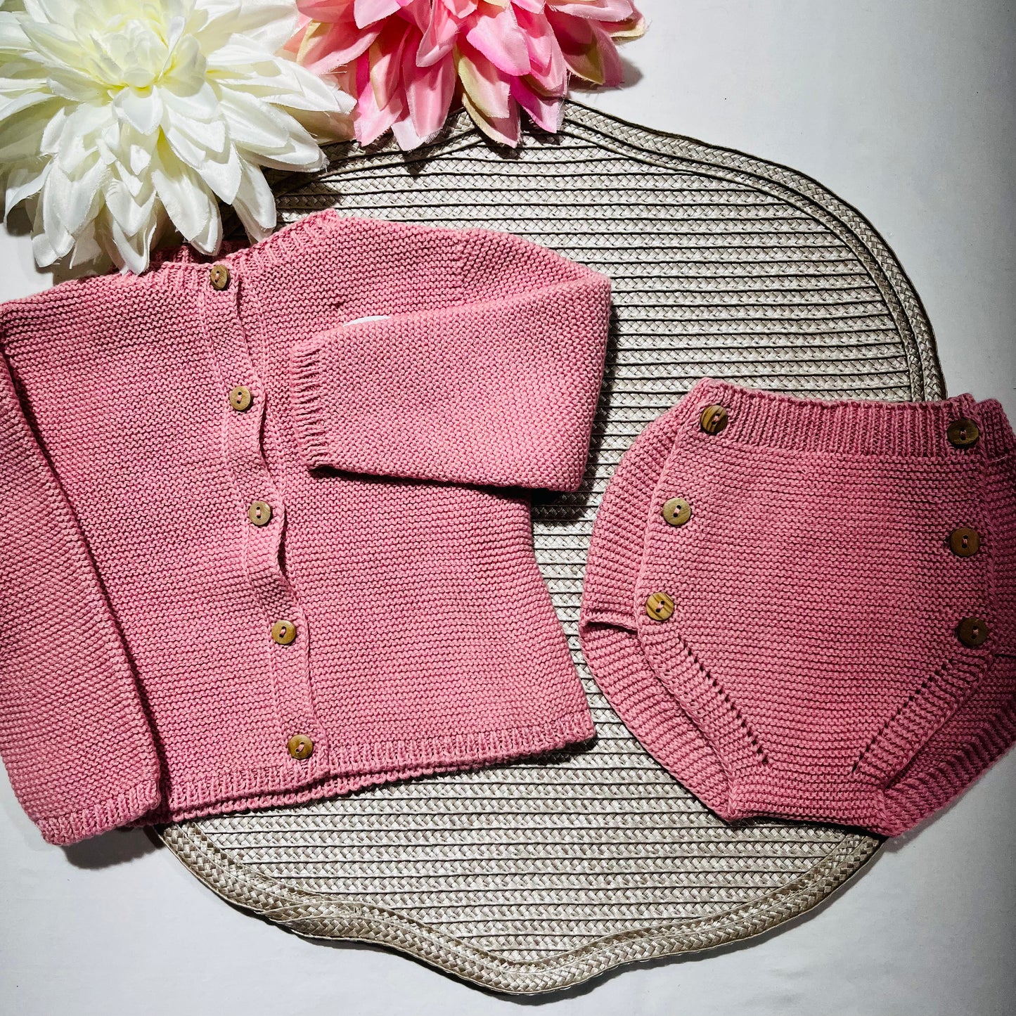 Conjunto para Bebé - Casaco e tapa fraldas em algodão