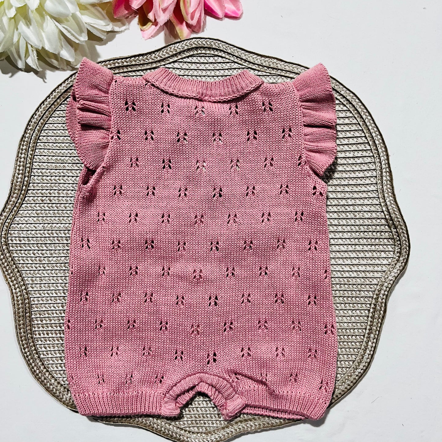 Saída de maternidade para bebé - Fofo de malha para bebé - Lacinhos - Algodão