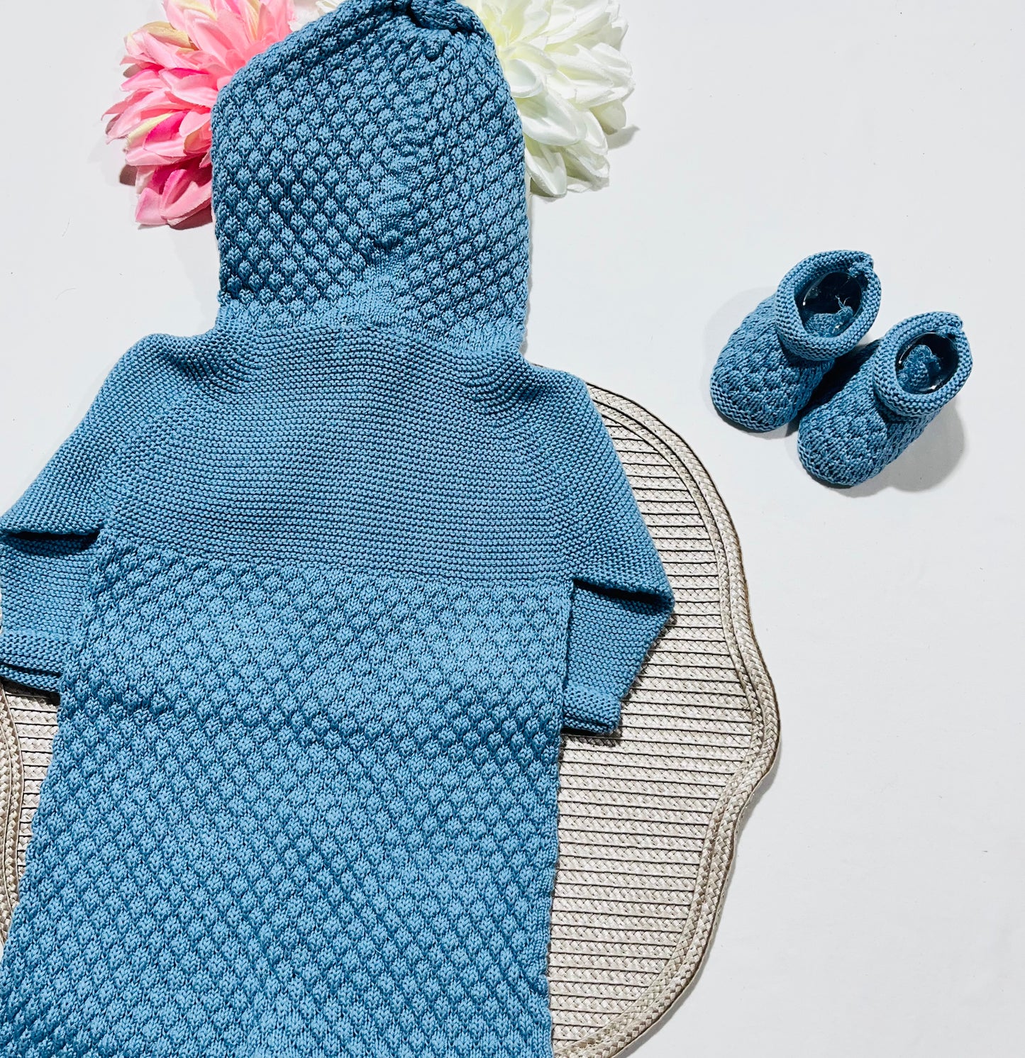 Macacão inteiro de malha de algodão para Bebé - Azul cobalto