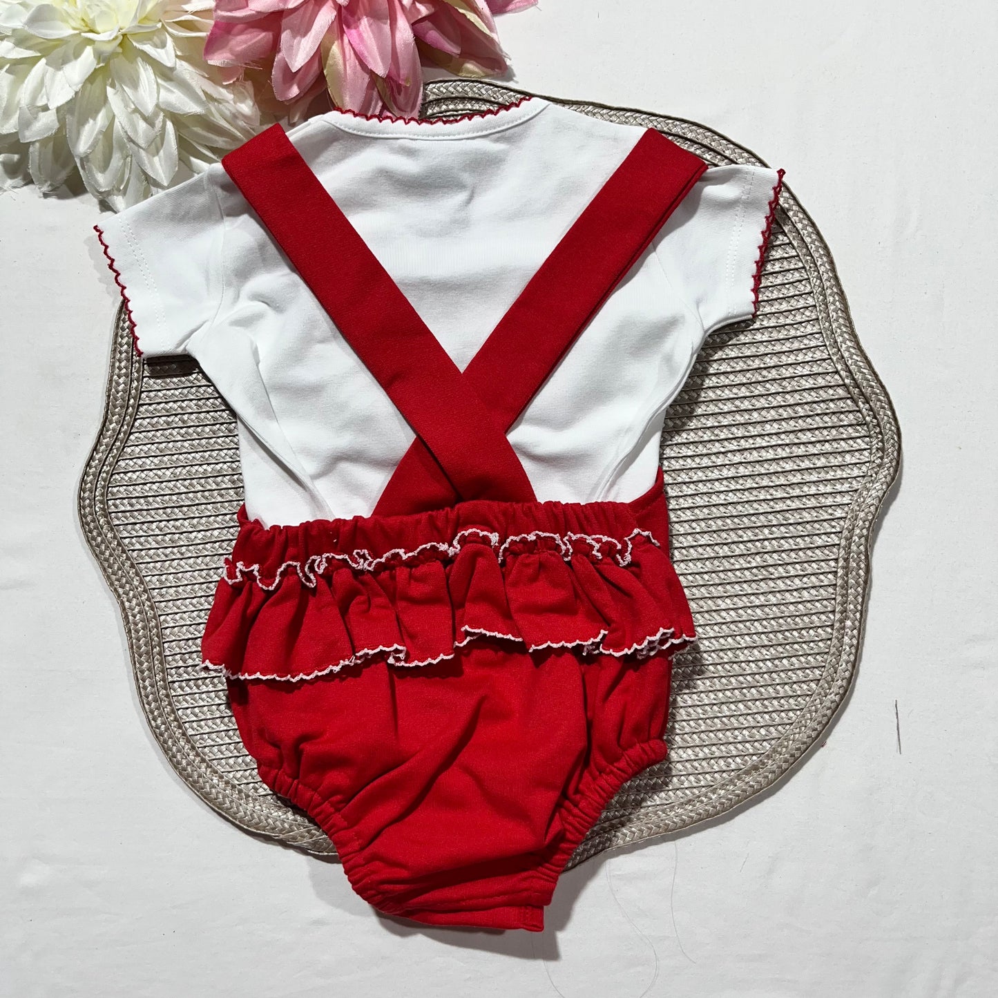 Conjunto para bebé Minnie - Algodão em Vermelho