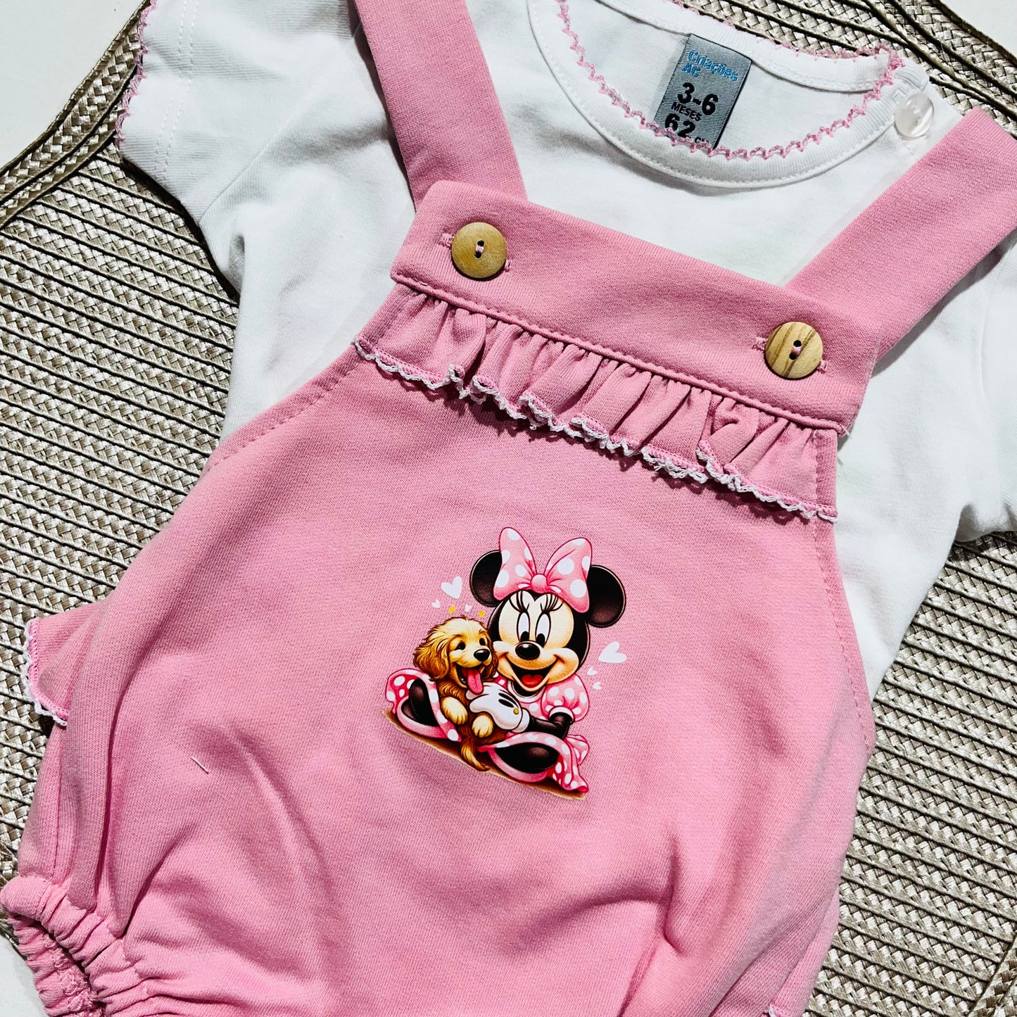 Conjunto para bebé Minnie - Algodão em Rosa