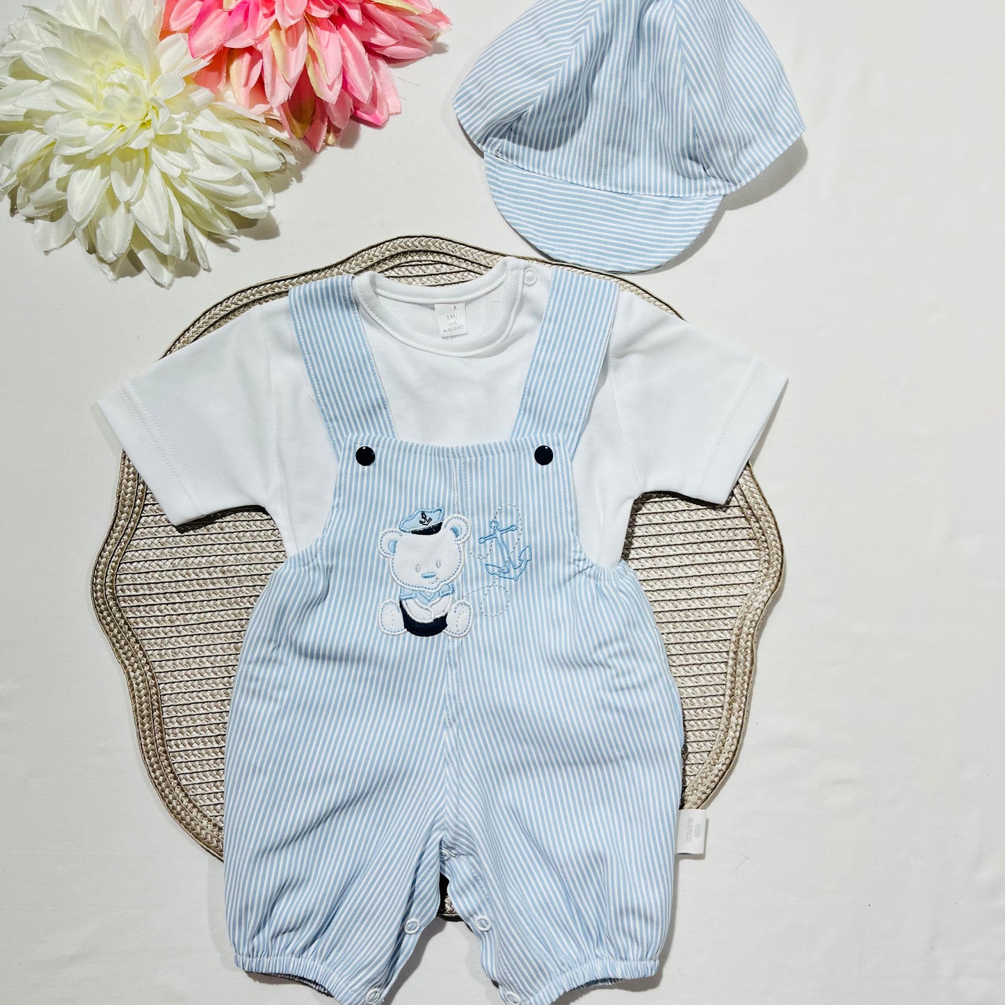 Conjunto de 3 Peças para bebé Marinheiro - Algodão em Azul