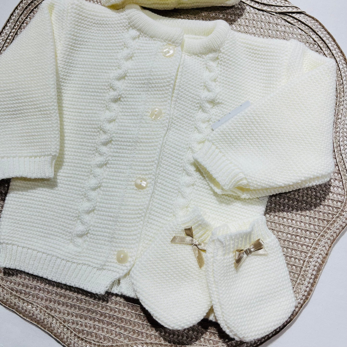 Conjunto de bebé - Casaco + Gorro + luvas - Pérola