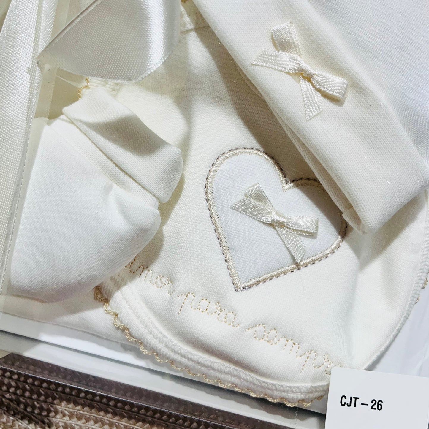 Conjunto interior cardado Amor - 100% algodão bebé - Pérola