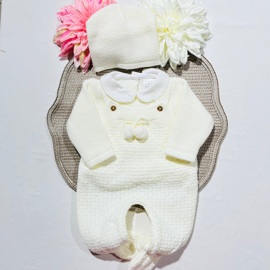 Conjunto de jardineira Pompom para bebé - Pérola
