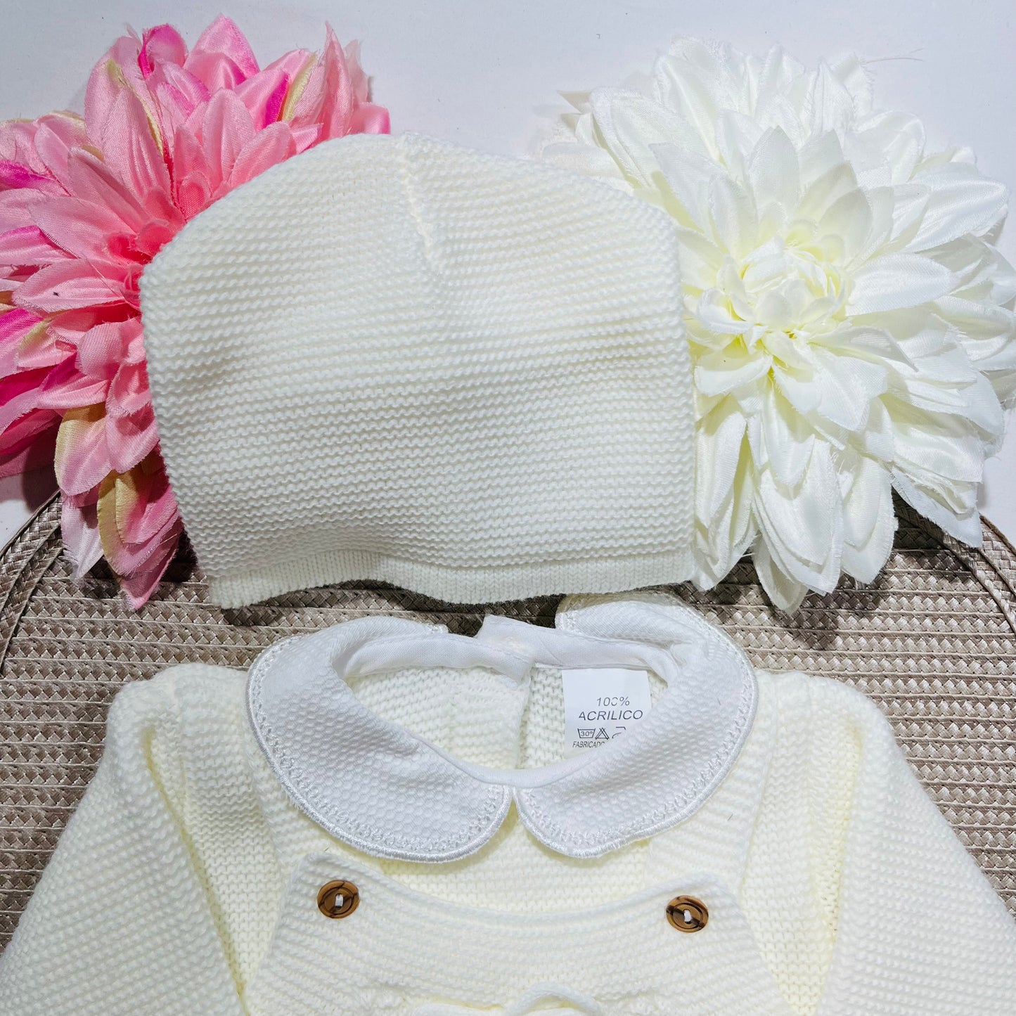 Conjunto de jardineira Pompom para bebé - Pérola