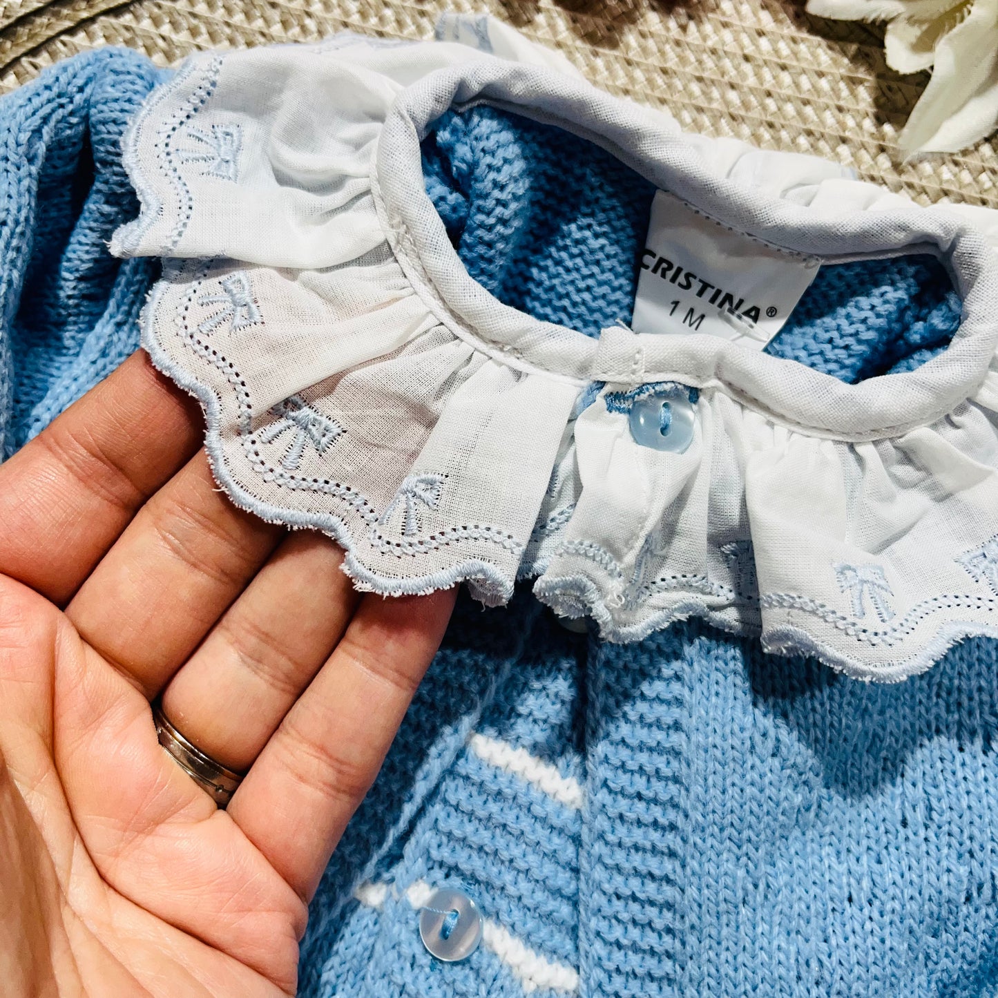 Conjunto Dinis em malha para bebé - 1,3 e 6M -Azul