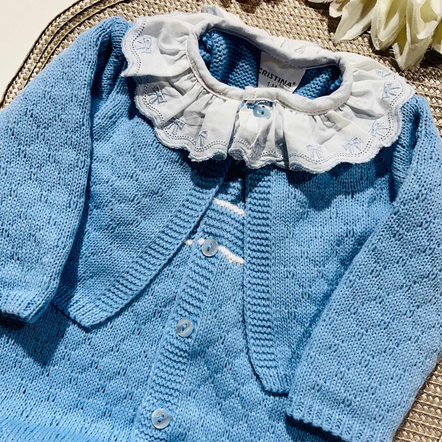 Conjunto Dinis em malha para bebé - 1,3 e 6M -Azul