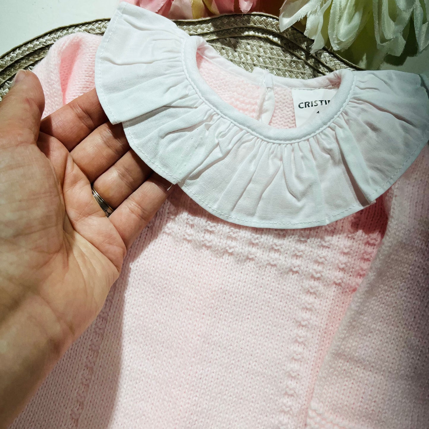 Conjunto Sofia em malha para bebé - 1,3 e 6M - Rosa