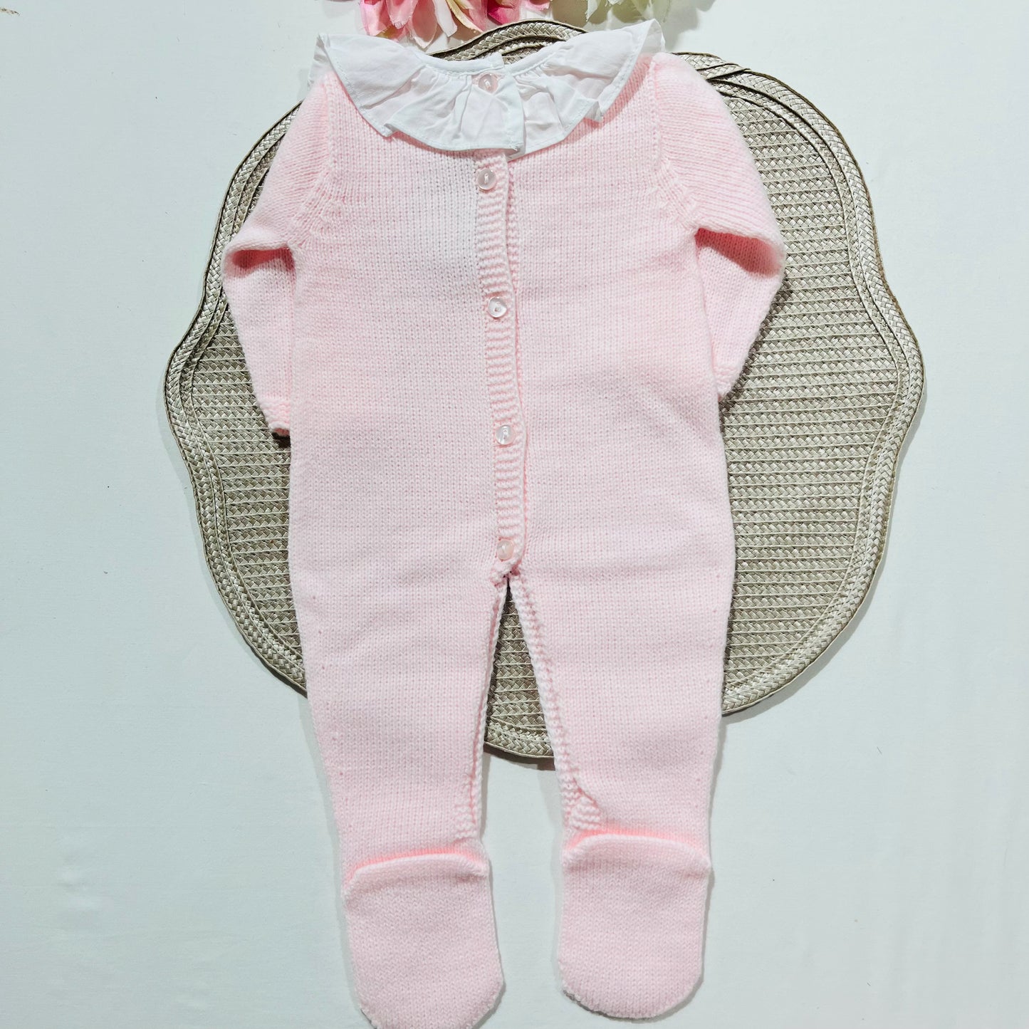 Conjunto Sofia em malha para bebé - 1,3 e 6M - Rosa