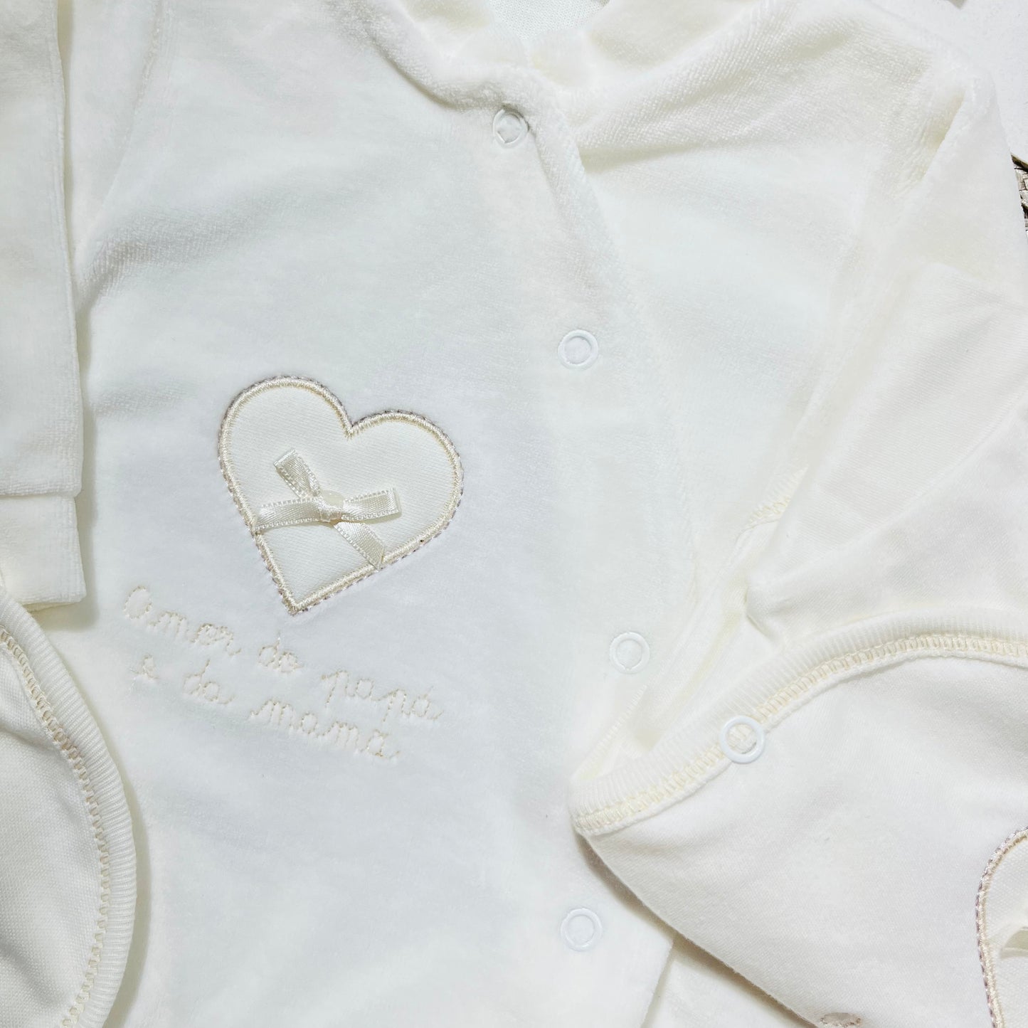Conjunto primeira roupinha recém nascido em Veludo - Amor