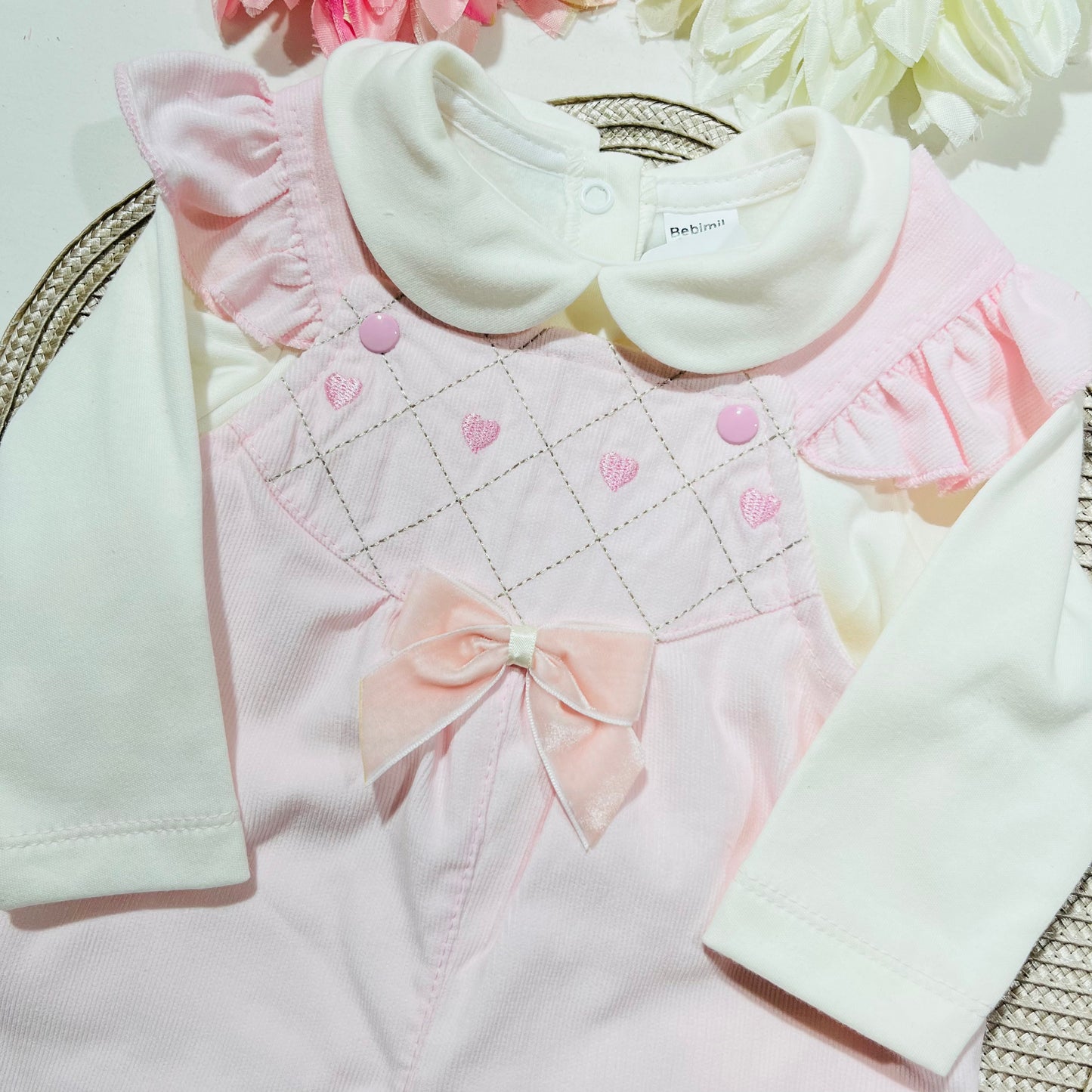 Conjunto jardineira e camisa para bebé - 3, 6 e 12M - Amor