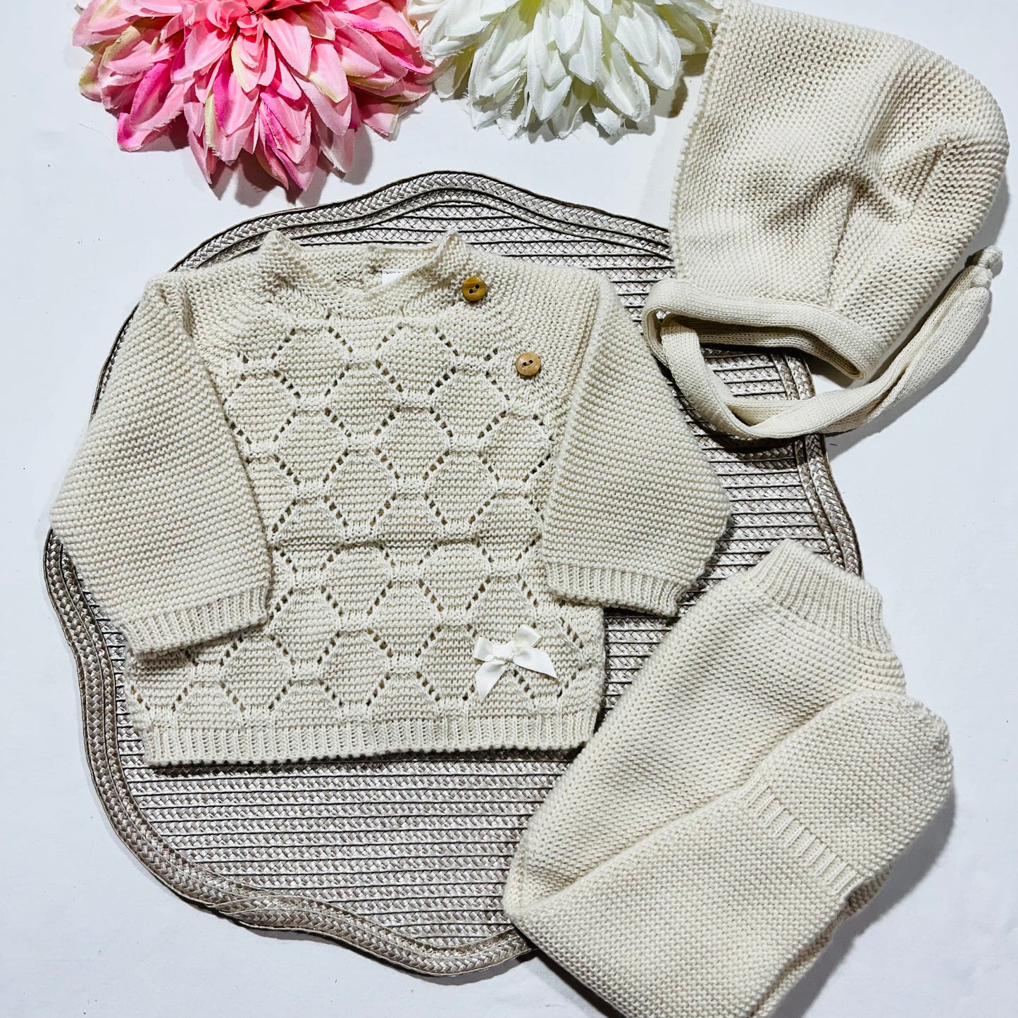 Conjunto de Saída de maternidade para Bebé 0-3 meses - Favinho - Areia
