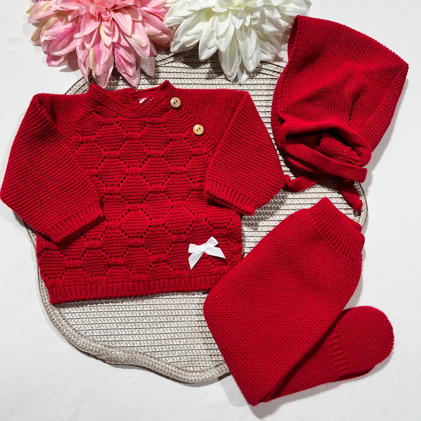 Conjunto de Saída de maternidade para Bebé 0-3 meses - Favinho - Vermelho