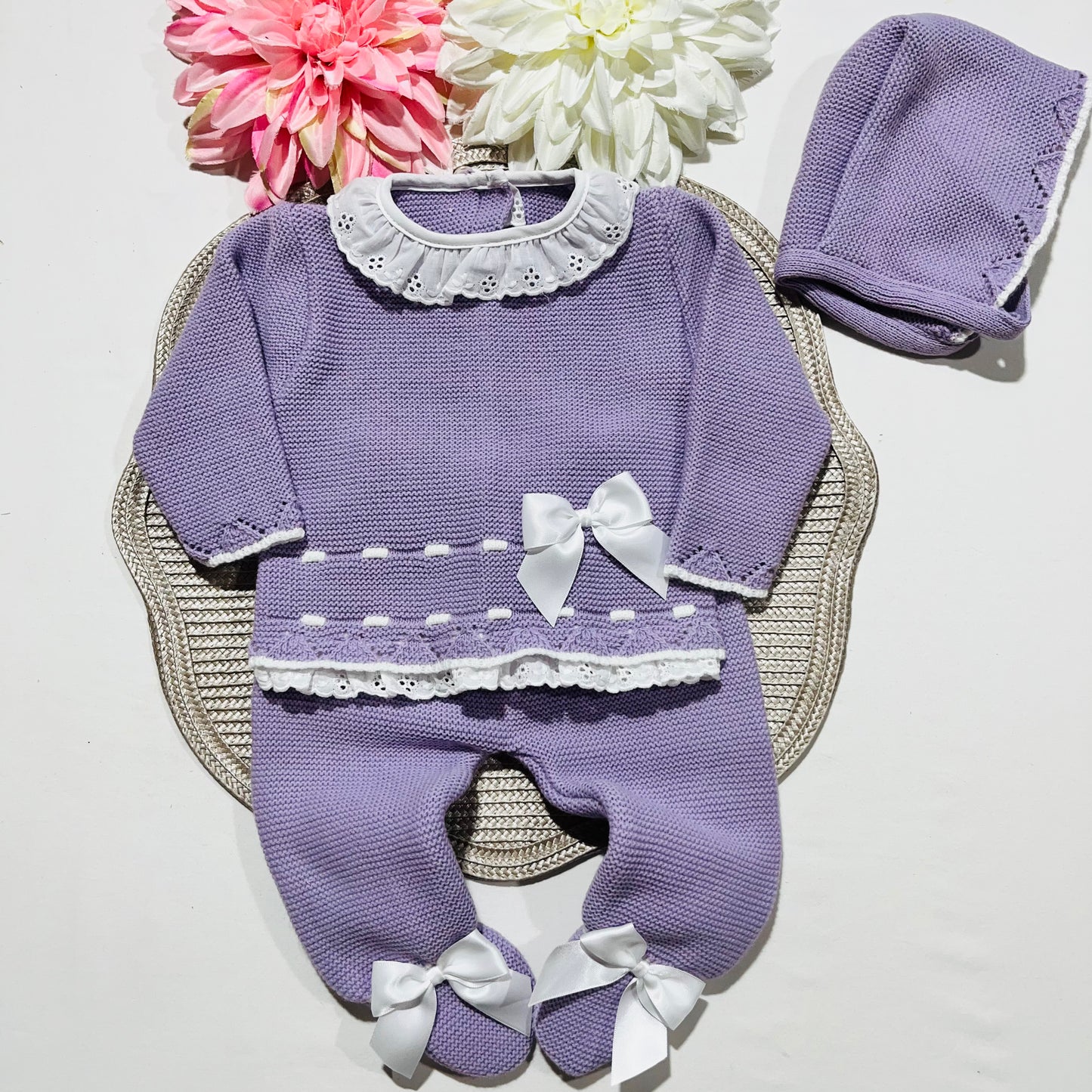 Saída de Maternidade - conjunto de 3 peças em malha- 1/3M - Diana