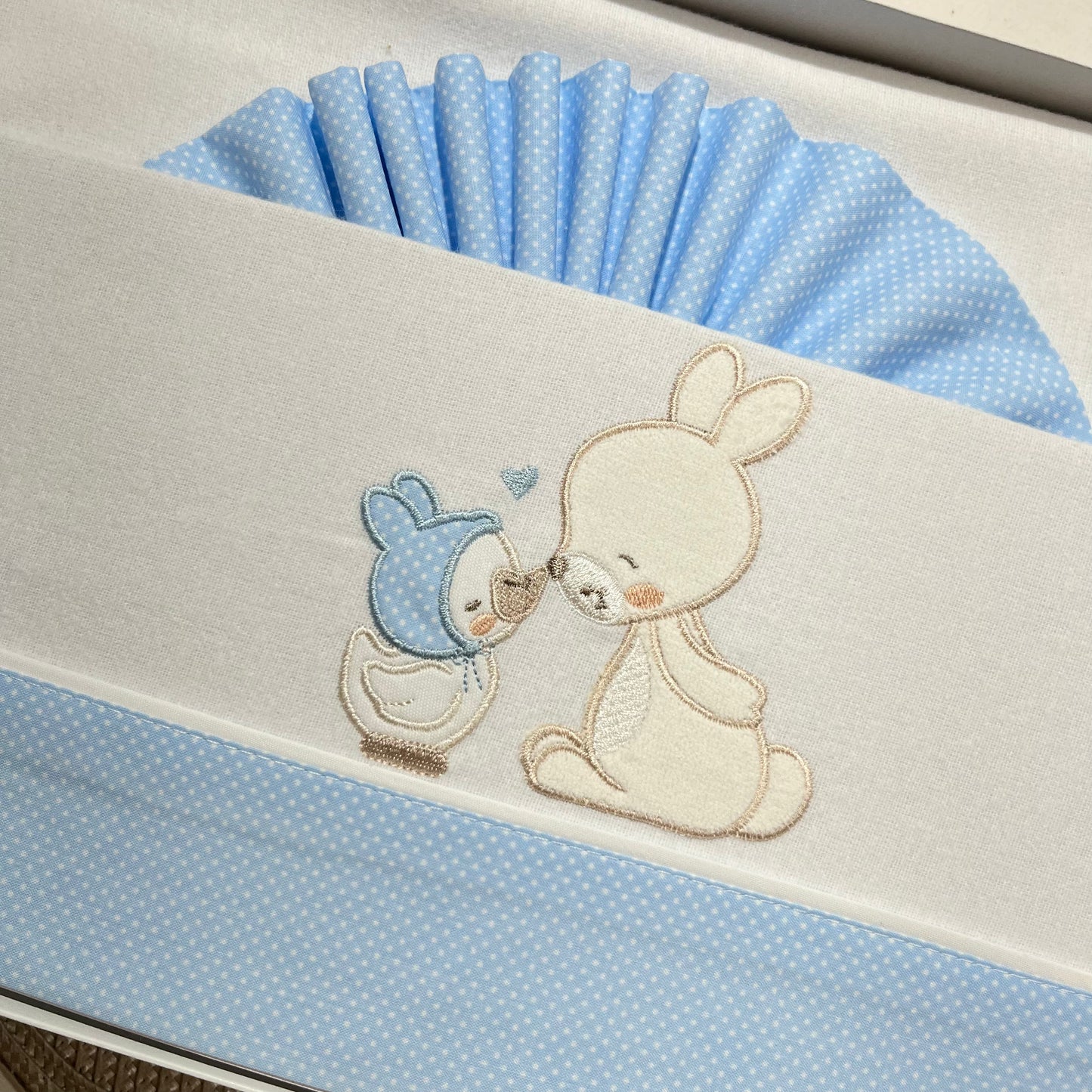 Jogo de lençóis em flanela para Cama de grades - Coelhinho azul