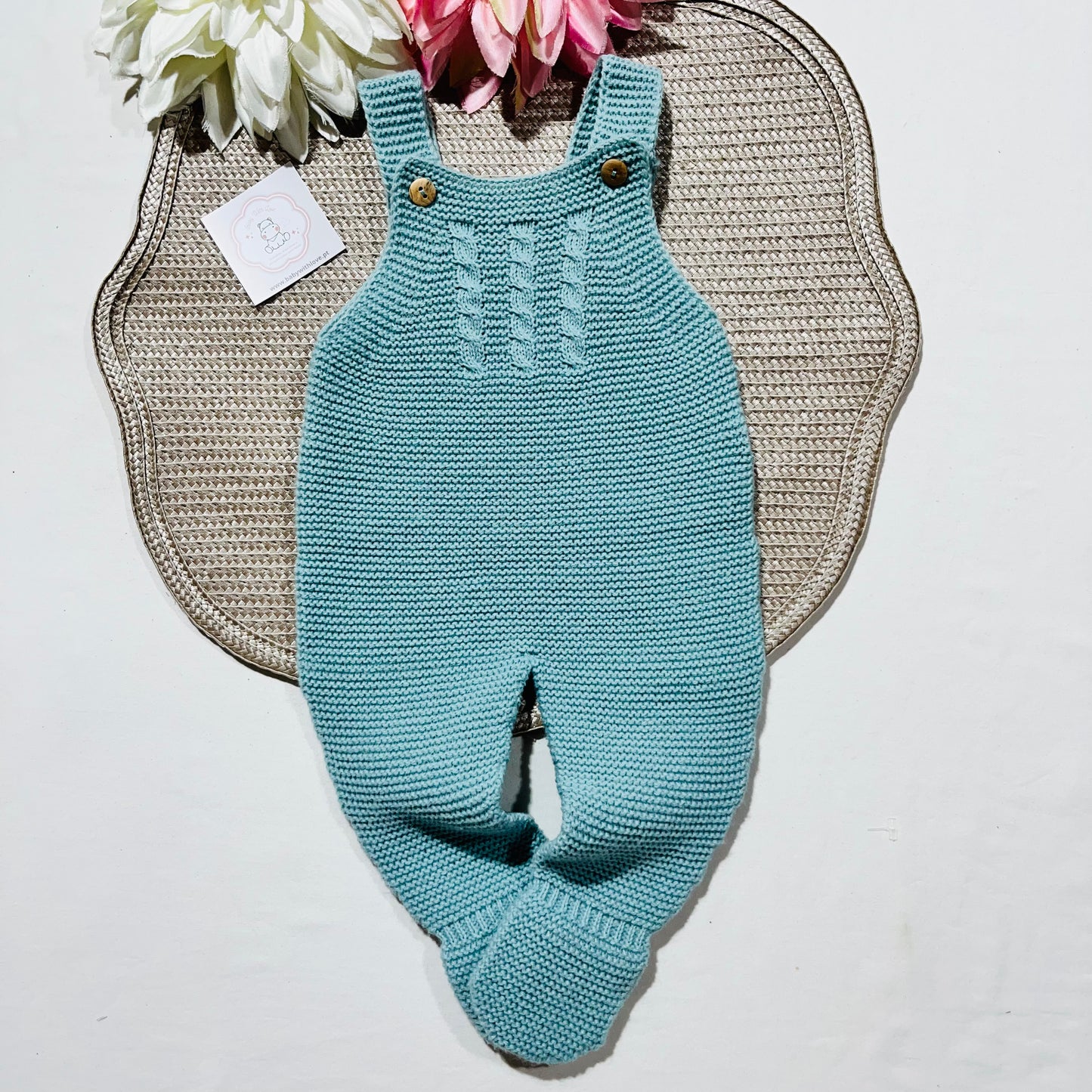 Conjunto de malha para bebé Aconchego - Verde água- 1M, 3M e 6M