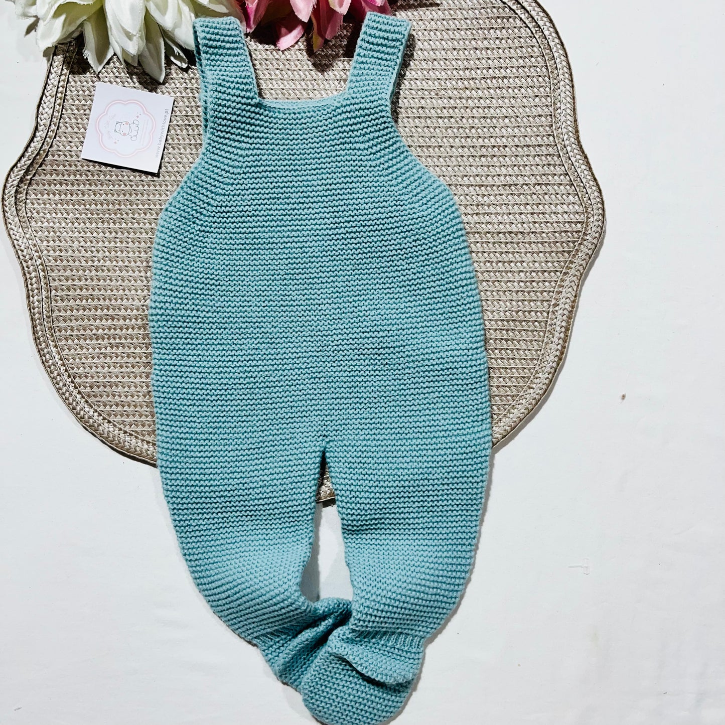 Conjunto de malha para bebé Aconchego - Verde água- 1M, 3M e 6M