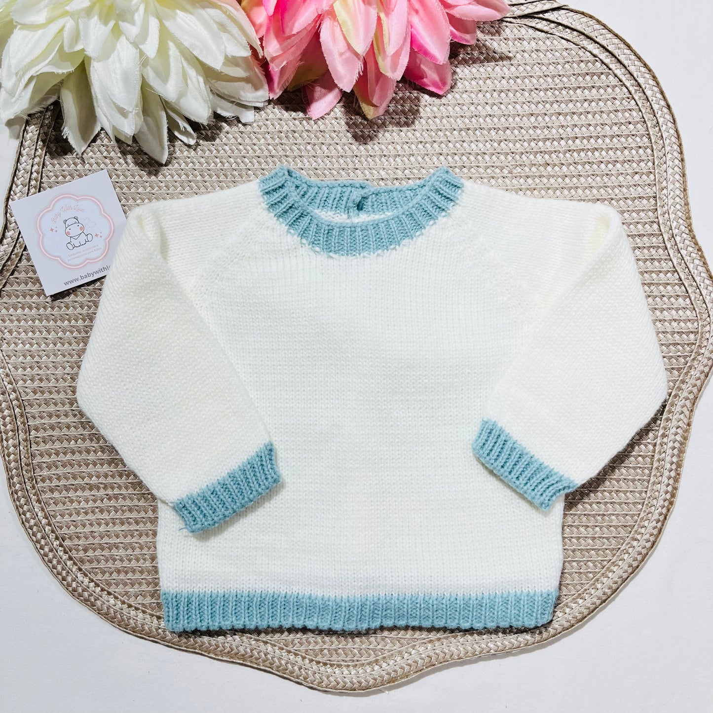 Conjunto de malha para bebé Aconchego - Verde água- 1M, 3M e 6M