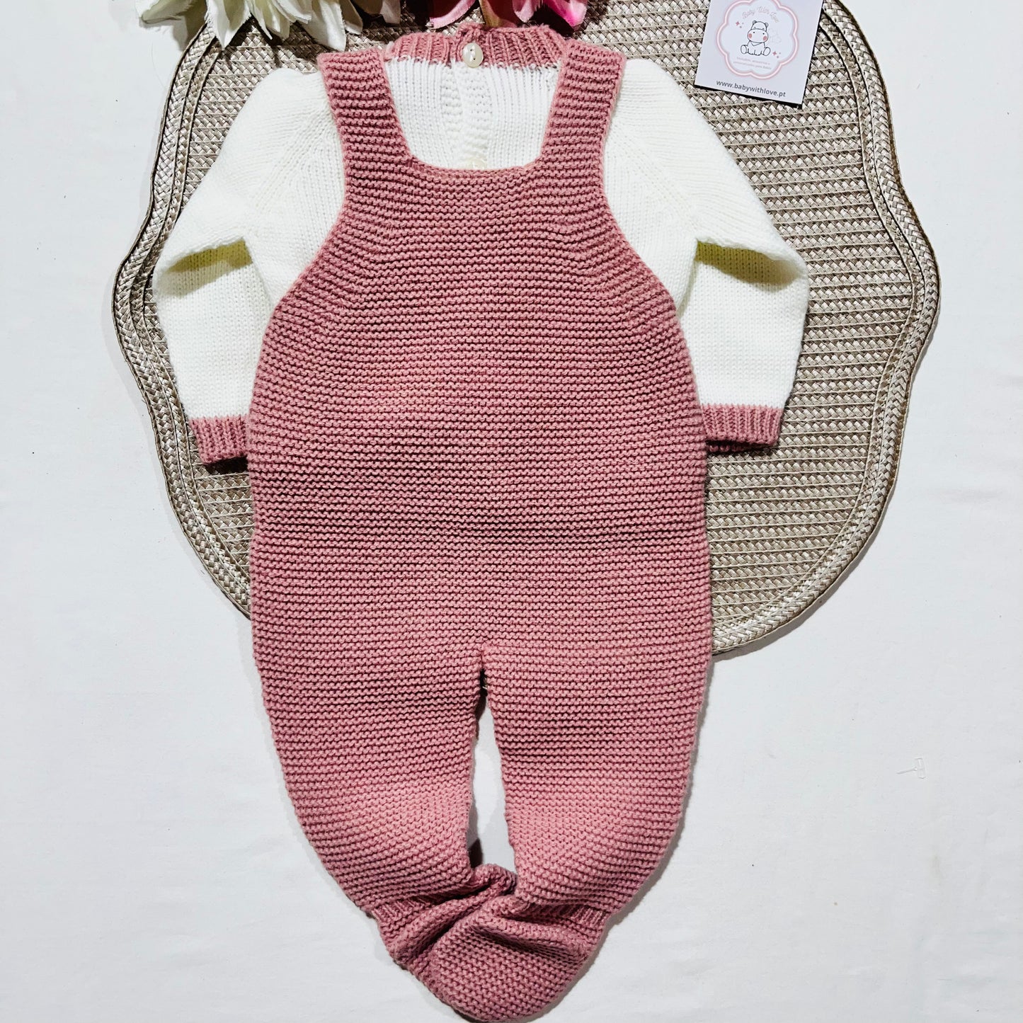 Conjunto de malha para bebé Aconchego - Rosa velho - 1M, 3M e 6M