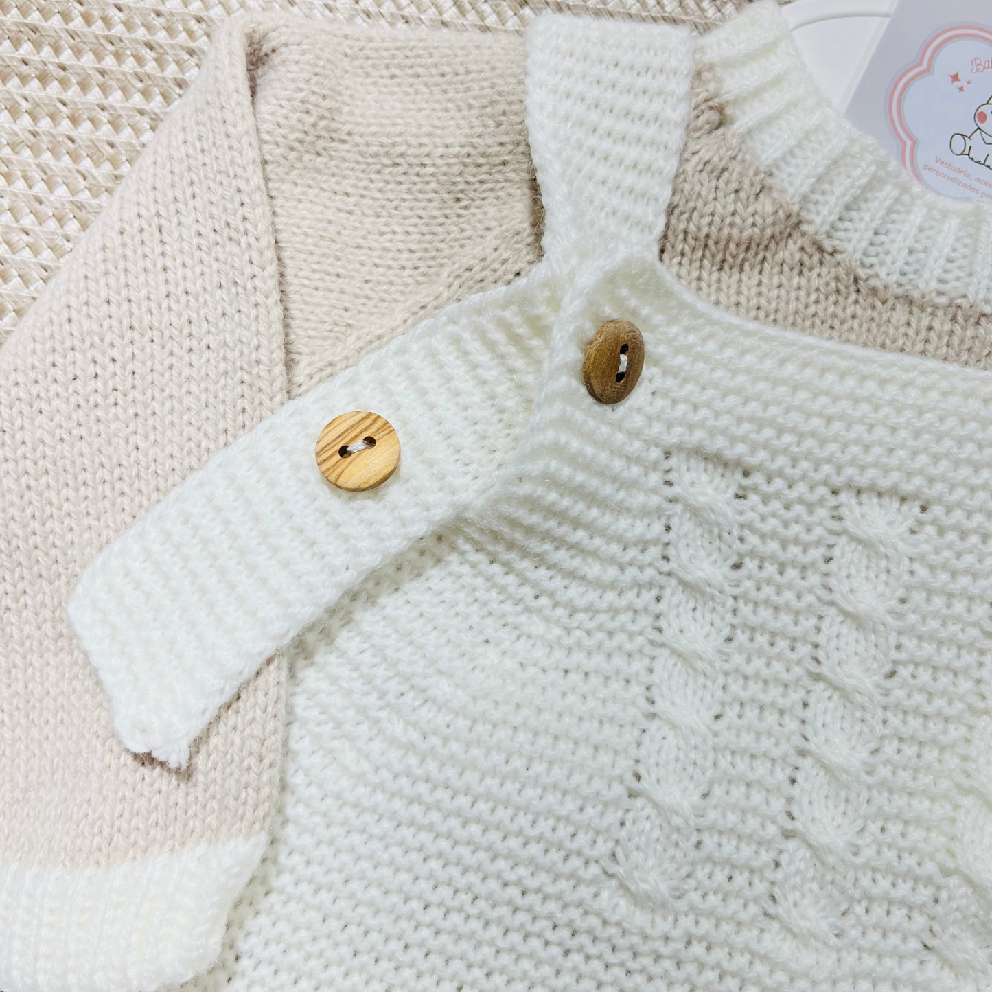 Conjunto de malha para bebé Aconchego - Pérola - 1M, 3M e 6M