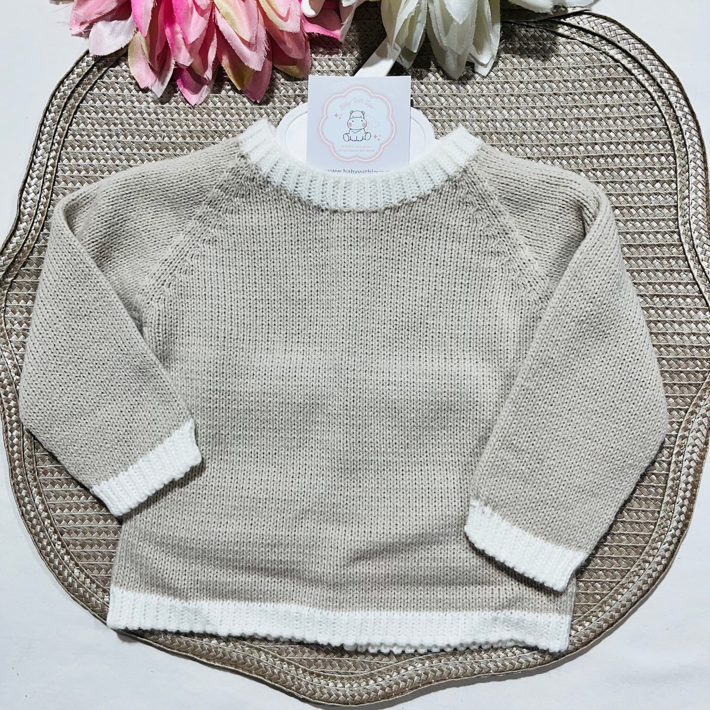 Conjunto de malha para bebé Aconchego - Pérola - 1M, 3M e 6M