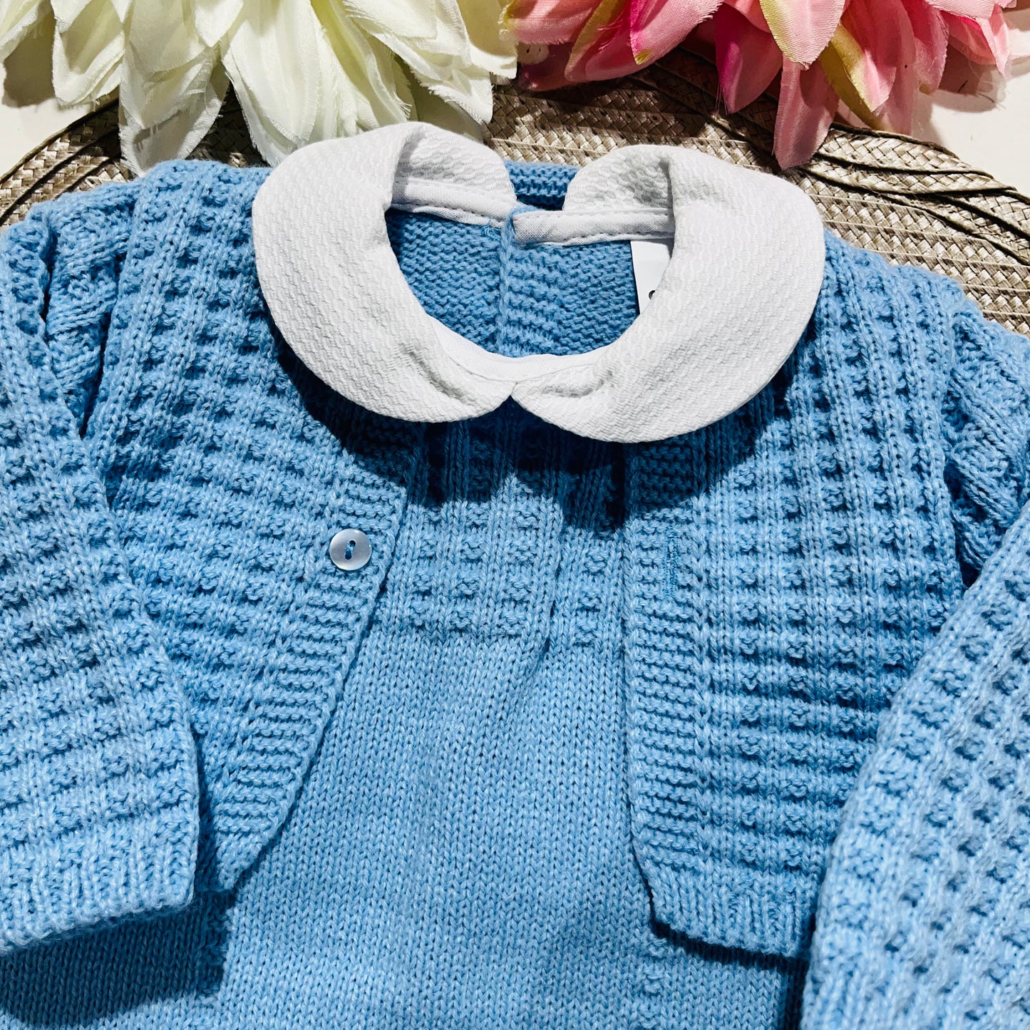 Conjunto Manuel em malha  para bebé - 1,3 e 6M - Azul cobalto