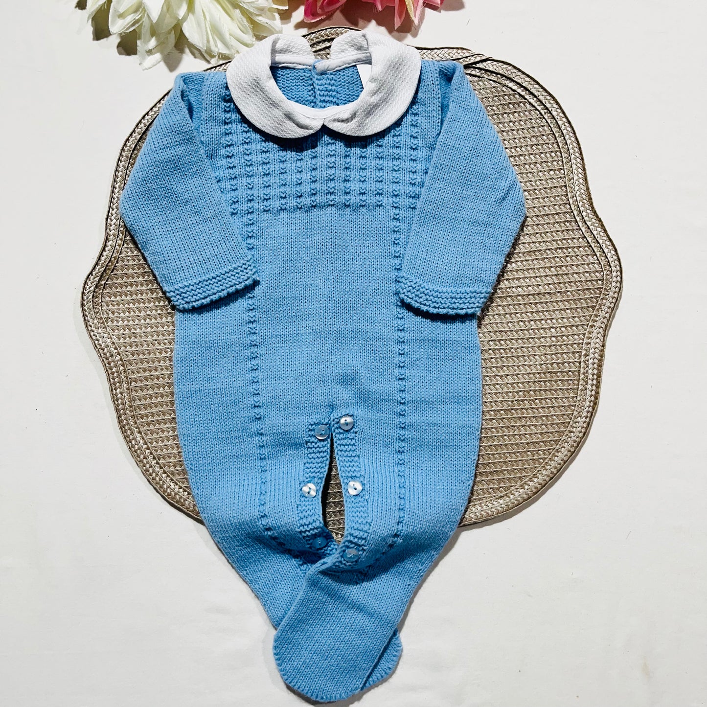 Conjunto Manuel em malha  para bebé - 1,3 e 6M - Azul cobalto