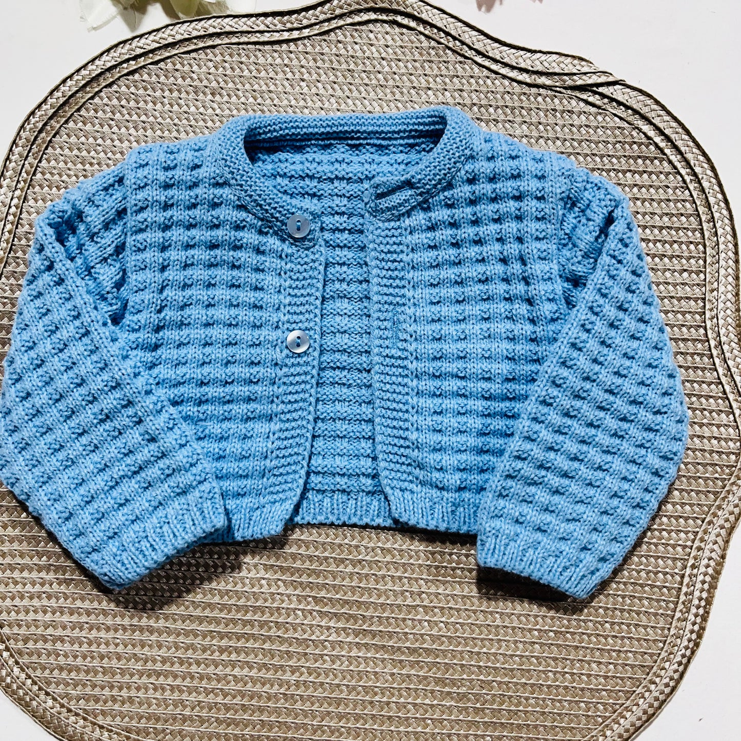 Conjunto Manuel em malha  para bebé - 1,3 e 6M - Azul cobalto
