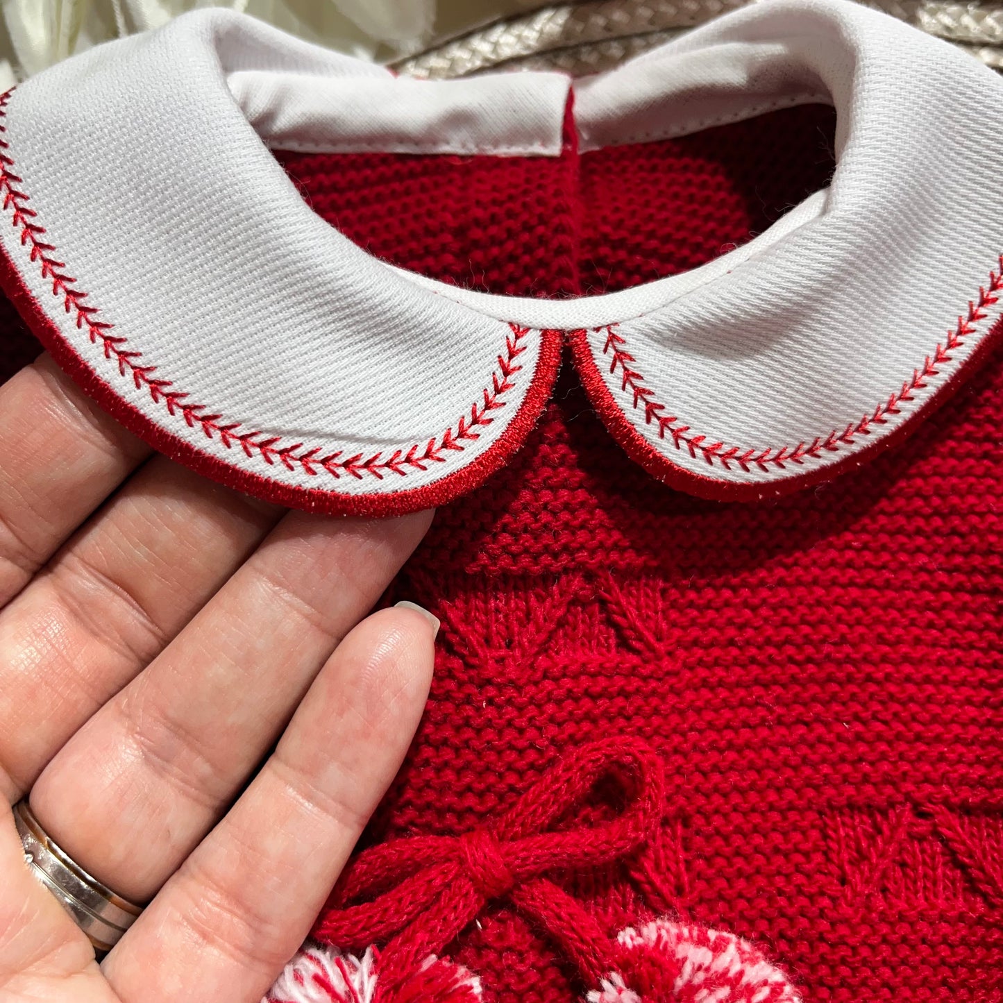 Conjunto de Saída de maternidade pompom para Bebé 0-3 meses - Vermelho