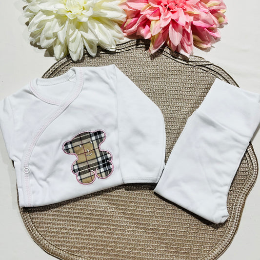Conjunto Interior  com carda de bebé -  Xadrez - 3M - Várias cores
