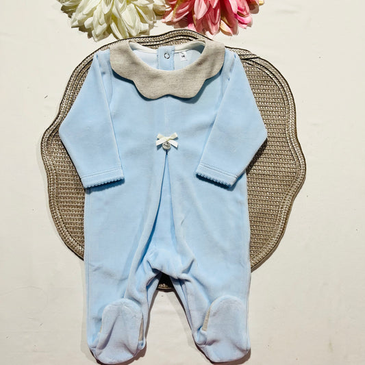 Babygrow em veludo  - Gola em Linho