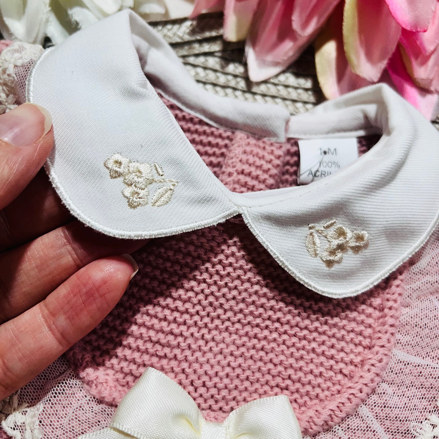 Conjunto saida de maternidade Encanto em malha para bebé - Rosa velho