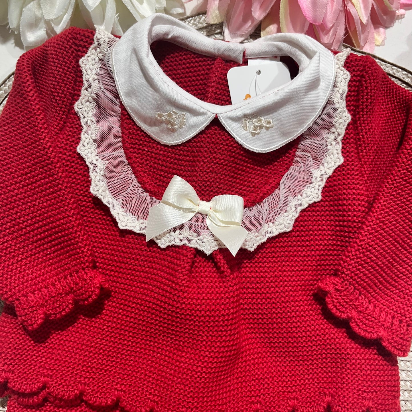 Conjunto saida de maternidade Encanto em malha para bebé - Vermelho
